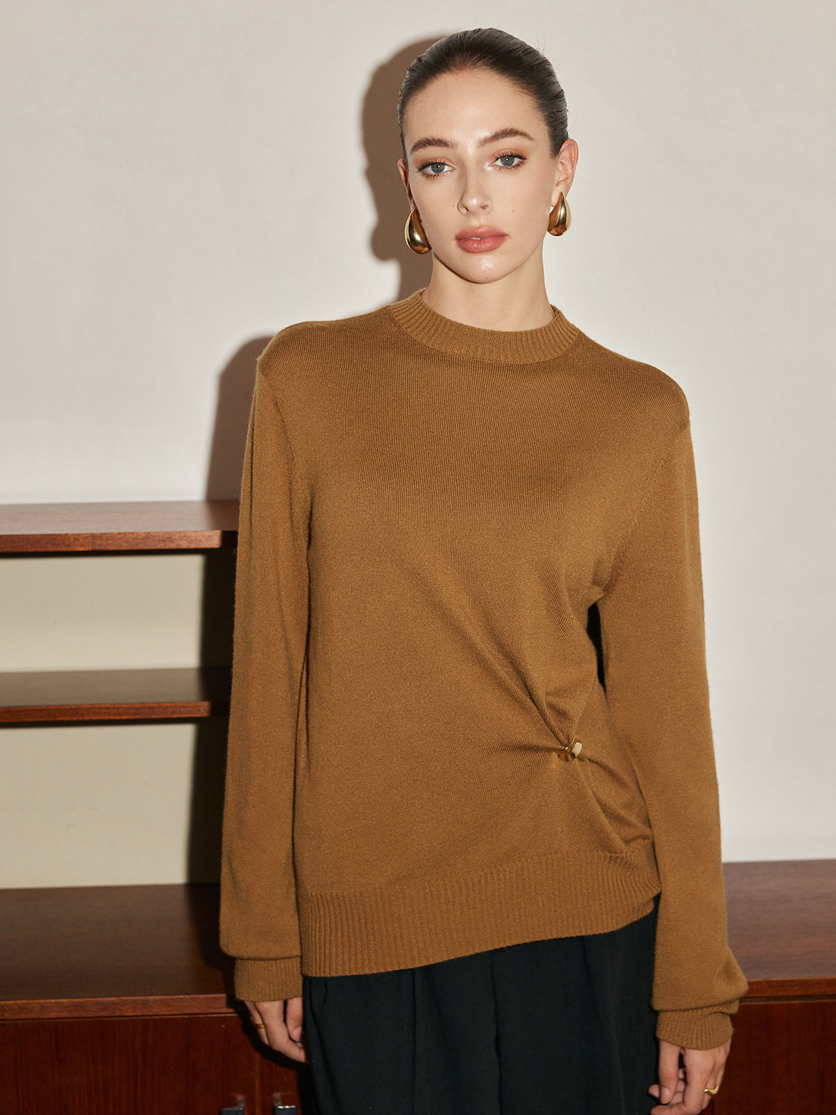 Wool-Blend Metal Knotted Sweater for Women | Cozy Winter Fashion