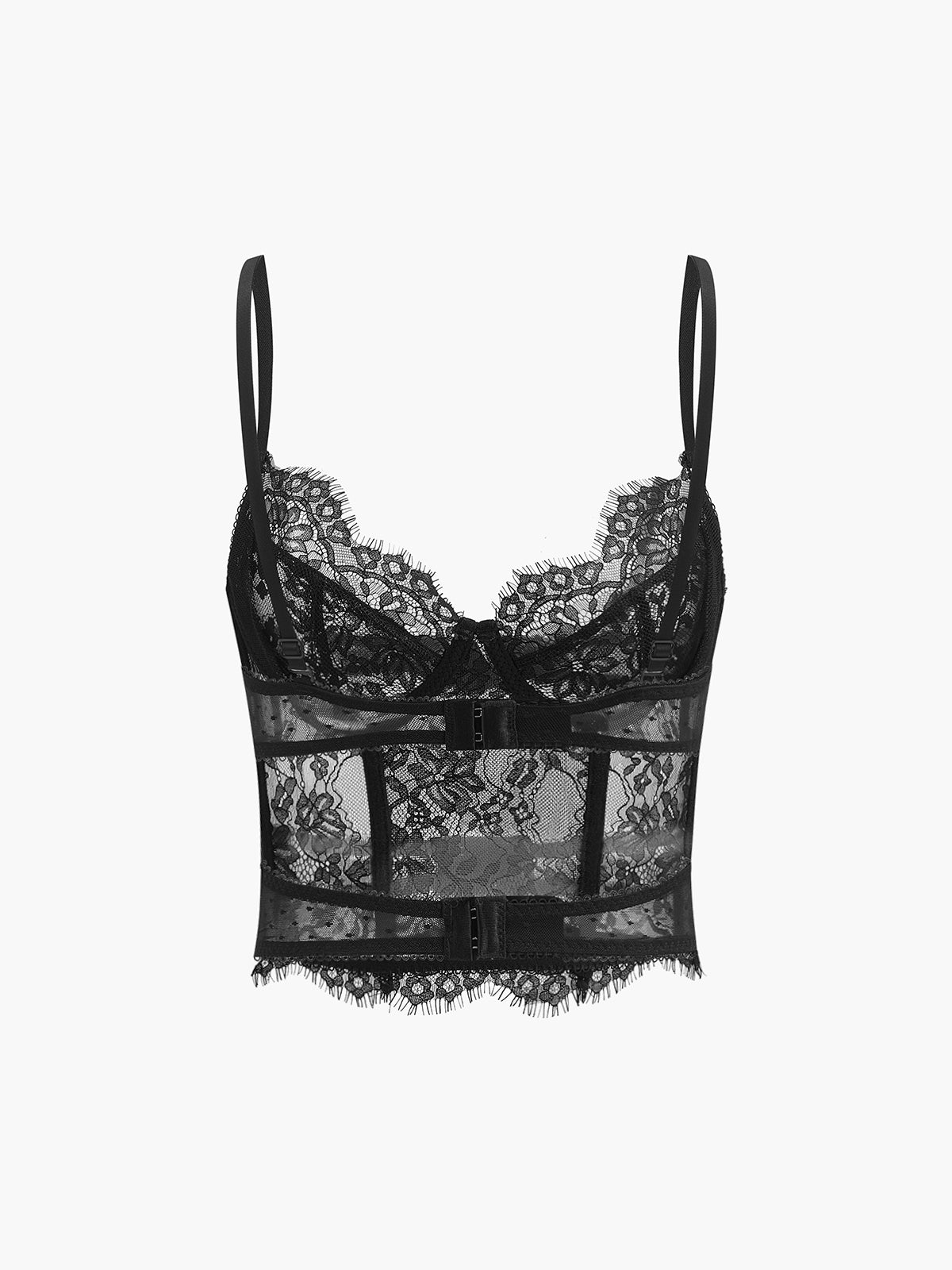 Sheer Lace Crop Corset - Romantic Floral Trim Lingerie Top