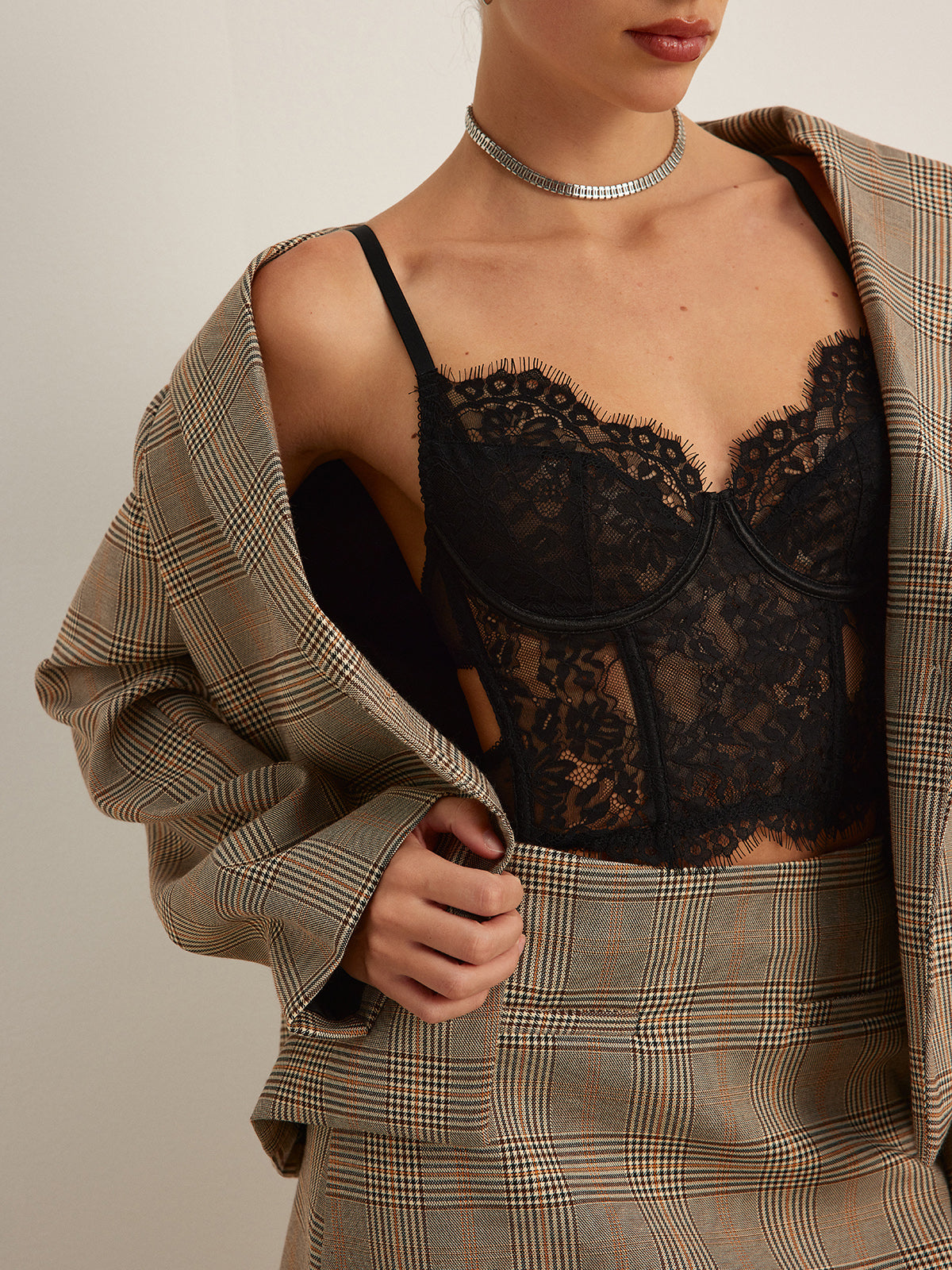 Sheer Lace Crop Corset - Romantic Floral Trim Lingerie Top