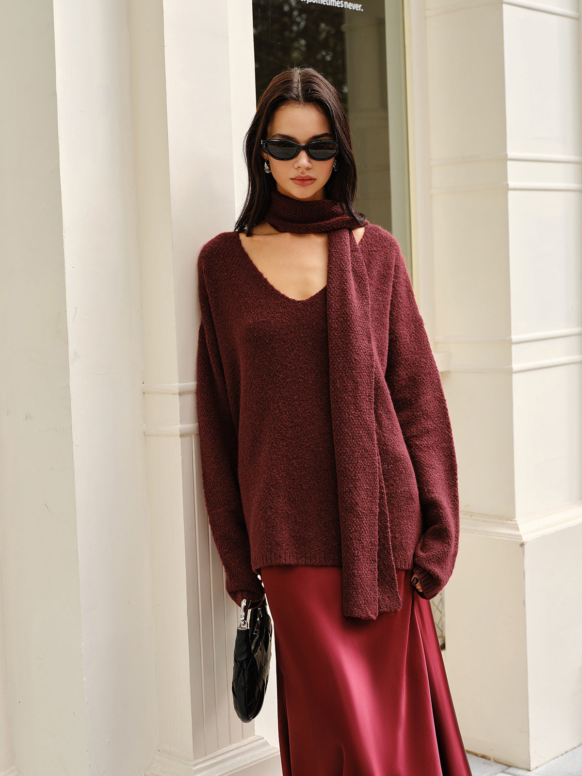 Wool-Blend Loose Sweater With Matching Scarf, Cozy Winter Knitwear Essentials
