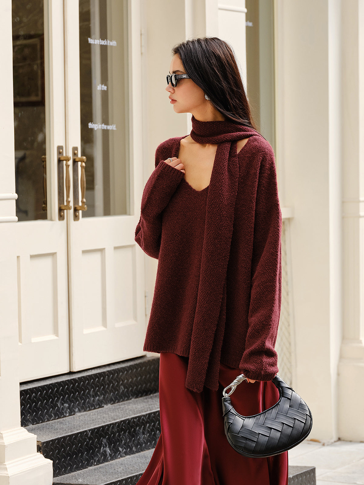 Wool-Blend Loose Sweater With Matching Scarf, Cozy Winter Knitwear Essentials