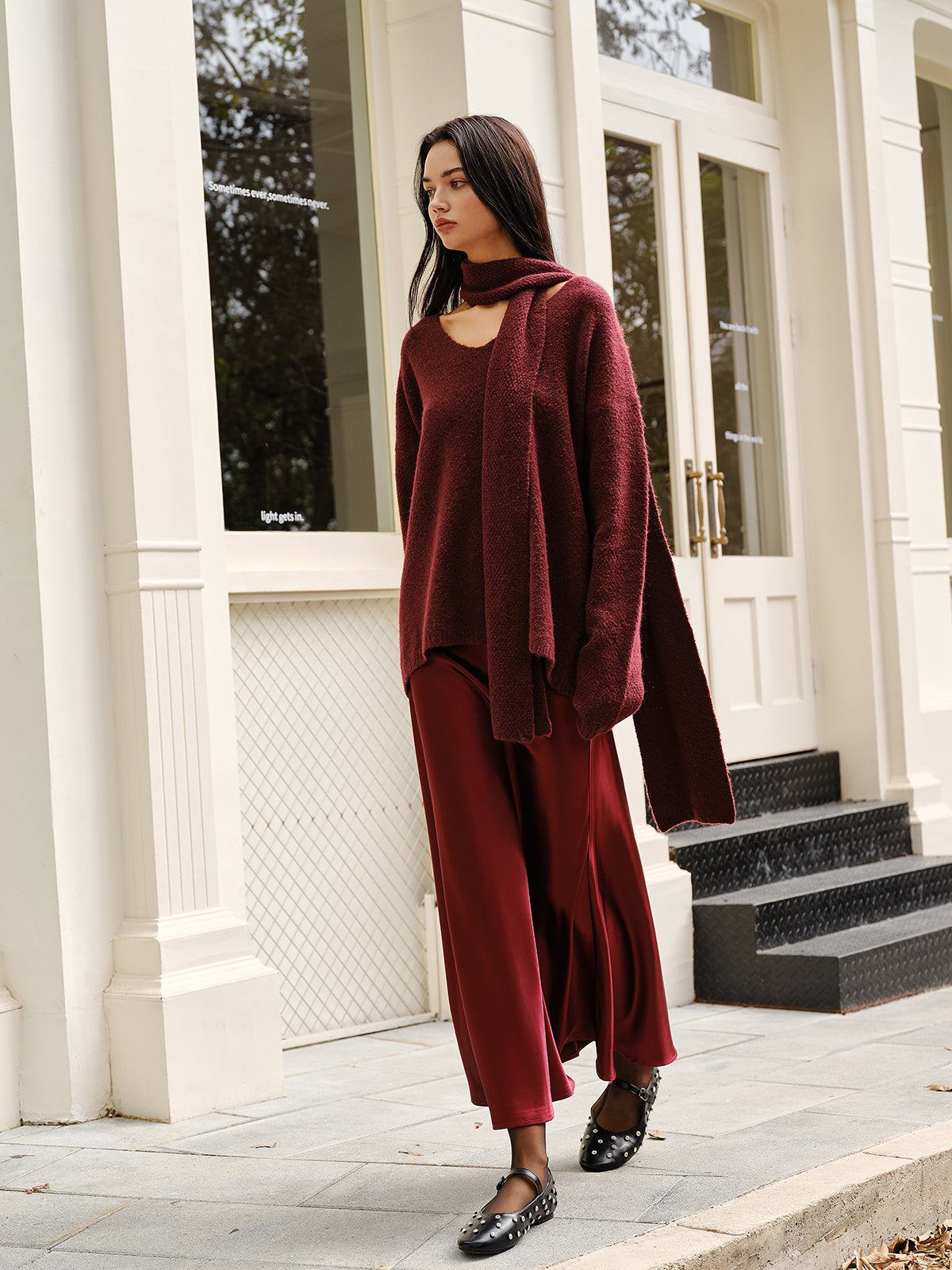 Wool-Blend Loose Sweater With Matching Scarf, Cozy Winter Knitwear Essentials