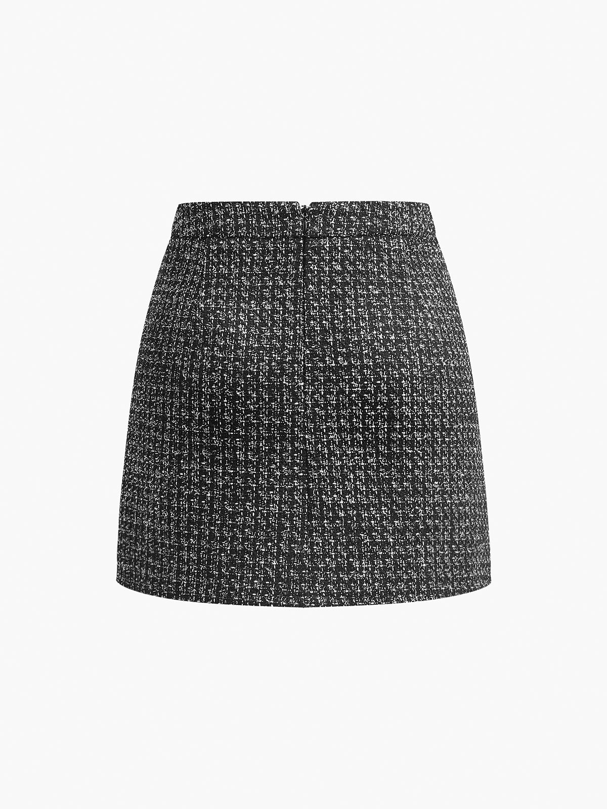 Tweed Zipper A-Line Mini Skirt for Women Trendy Casual Fashion