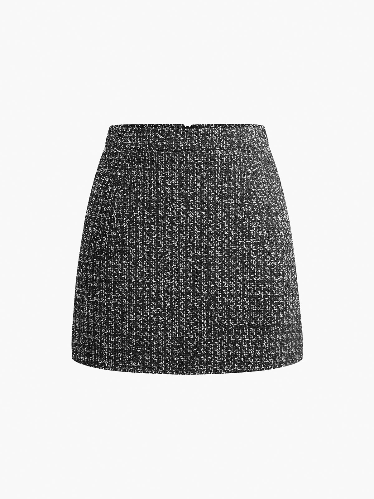 Tweed Zipper A-Line Mini Skirt for Women Trendy Casual Fashion
