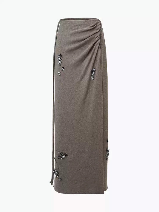 Wool-Blend Pleated Sequins Sweater Skirt for Women Stylish Winter Wear