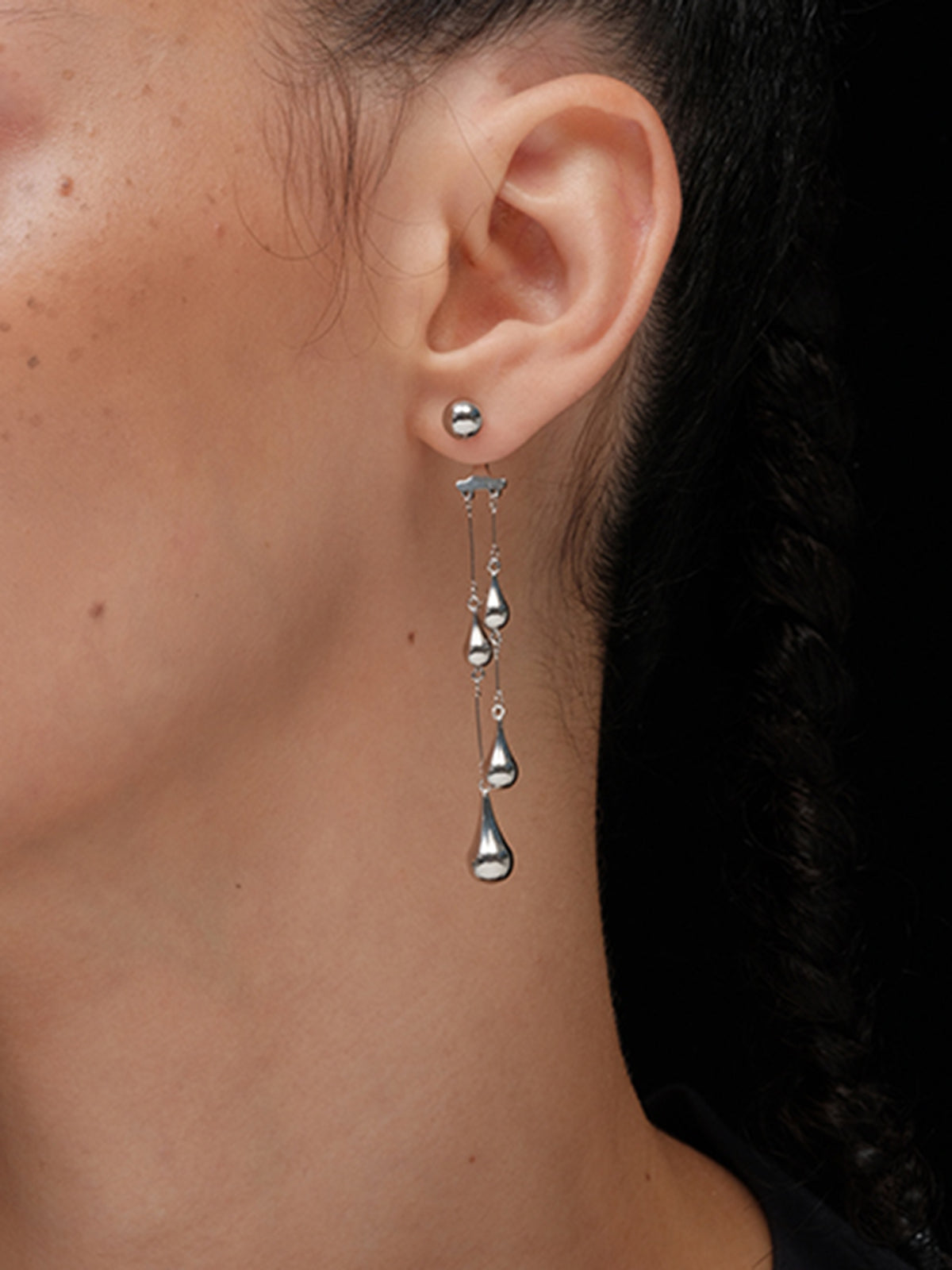 Water Drop Tassel Stud Earrings Elegant Women's Fashion Accessories