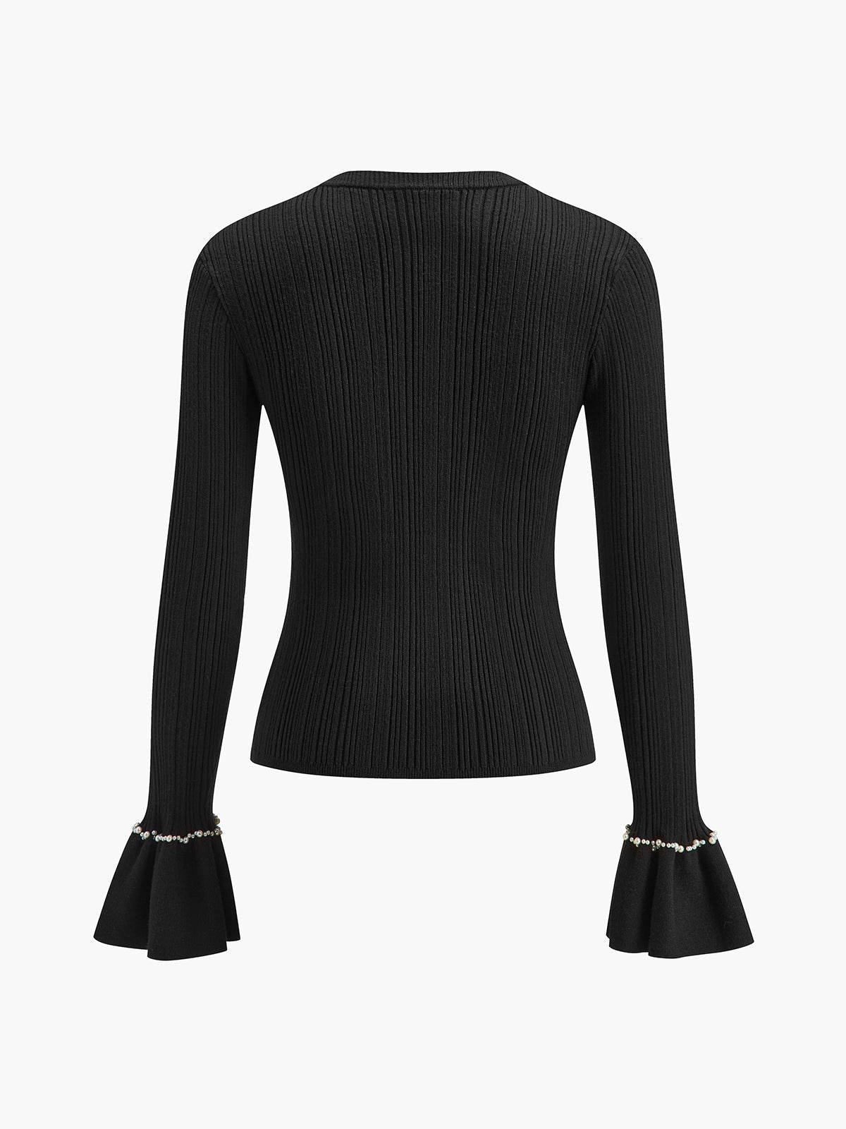 Beaded-Decor Ruffle Knit Top for Women - Fashionable Comfort Style