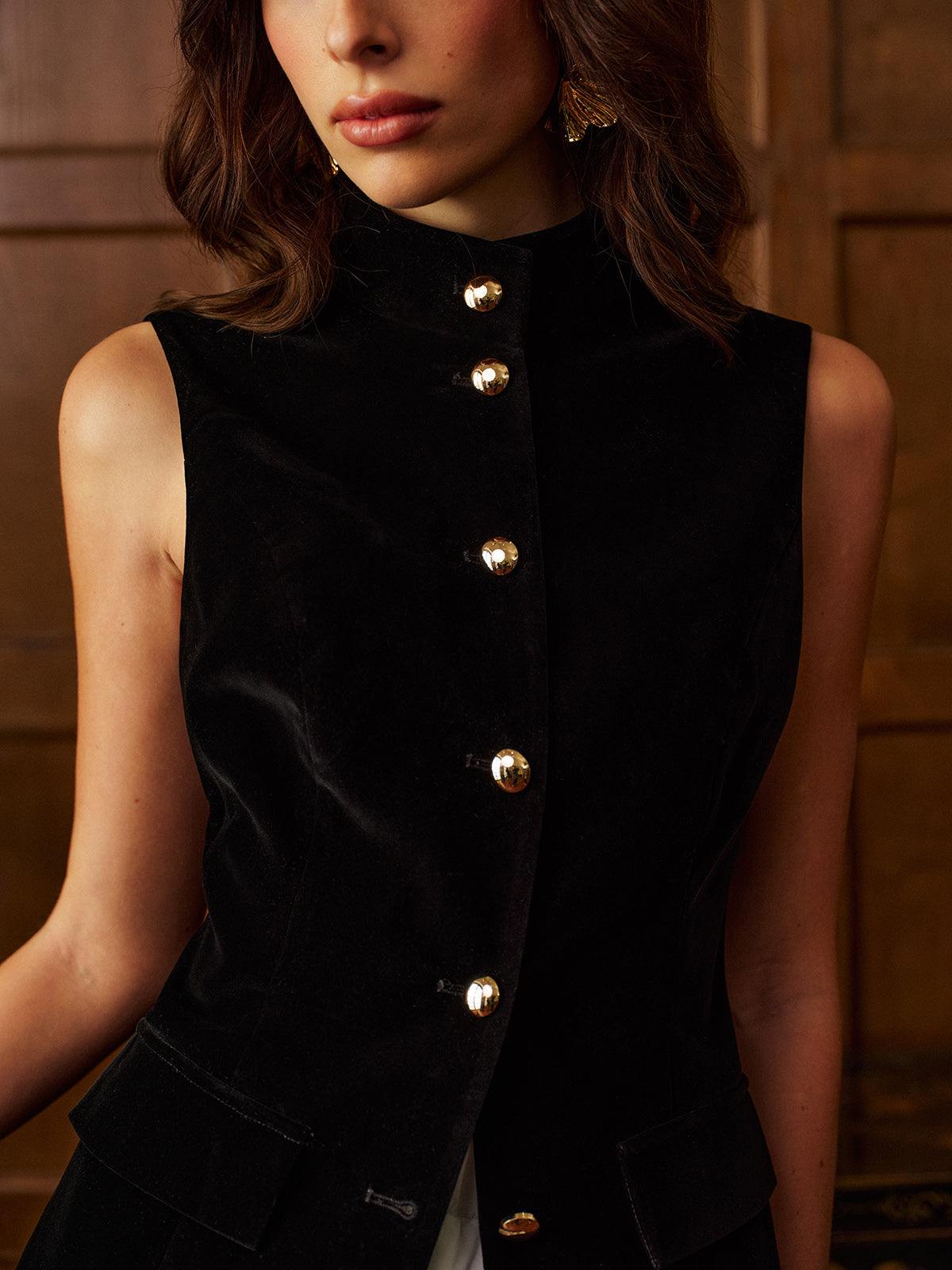 Button Slit Velvet Top With Chiffon Skirt Set | Elegant Party Wear Ensemble