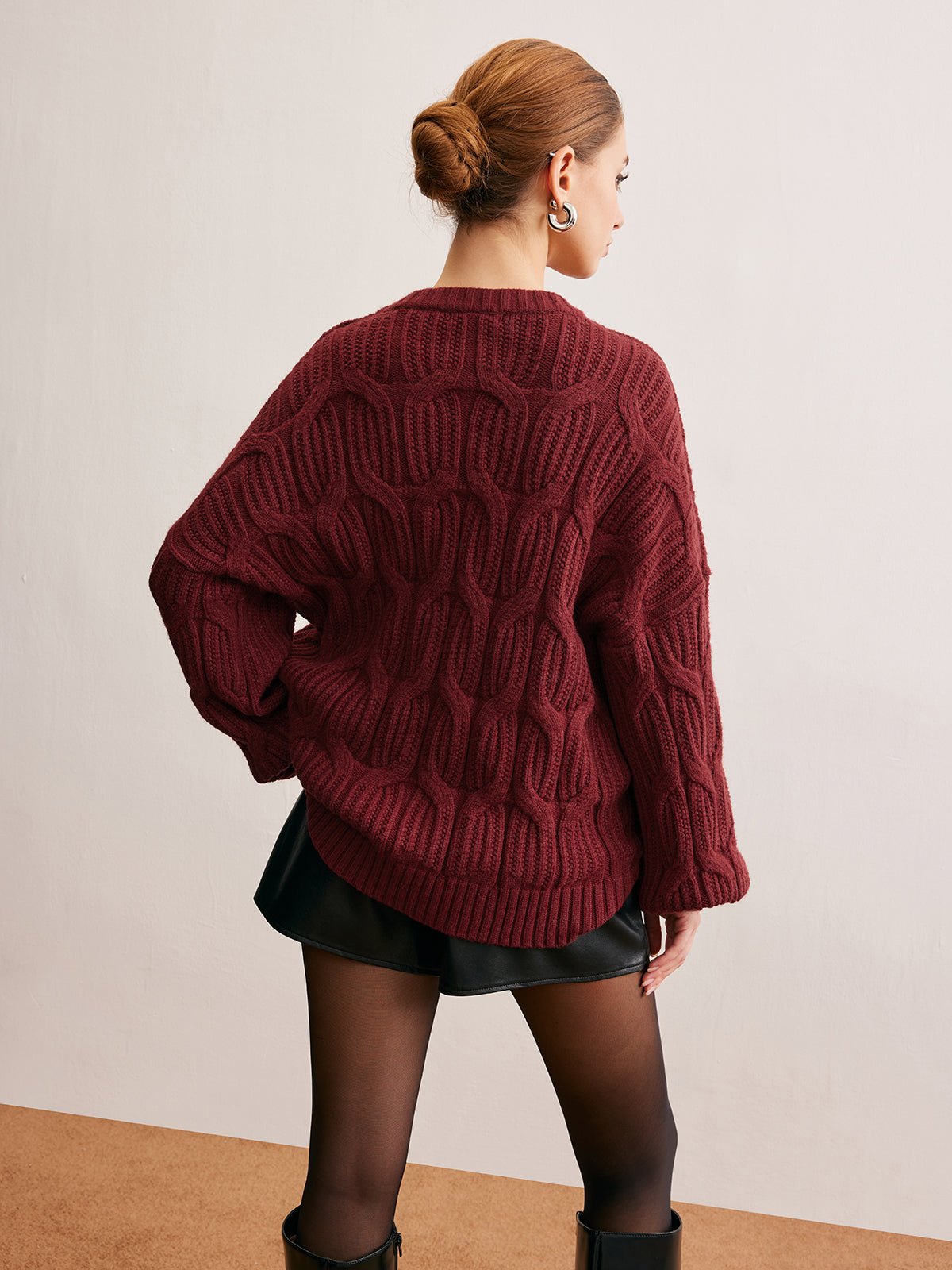 Plain Draped Pullover Sweater Comfortable Casual Knitwear for Women
