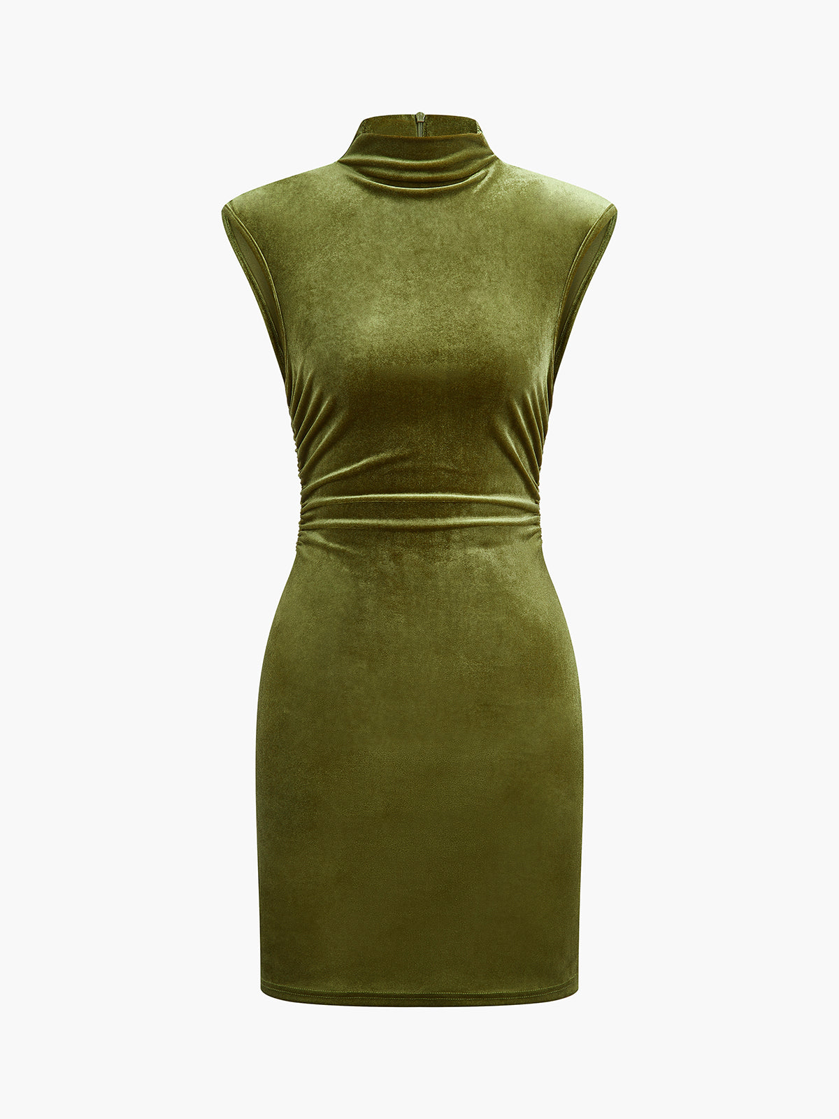 Mock Neck Sleeveless Velvet Dress for Elegant Evening Wear