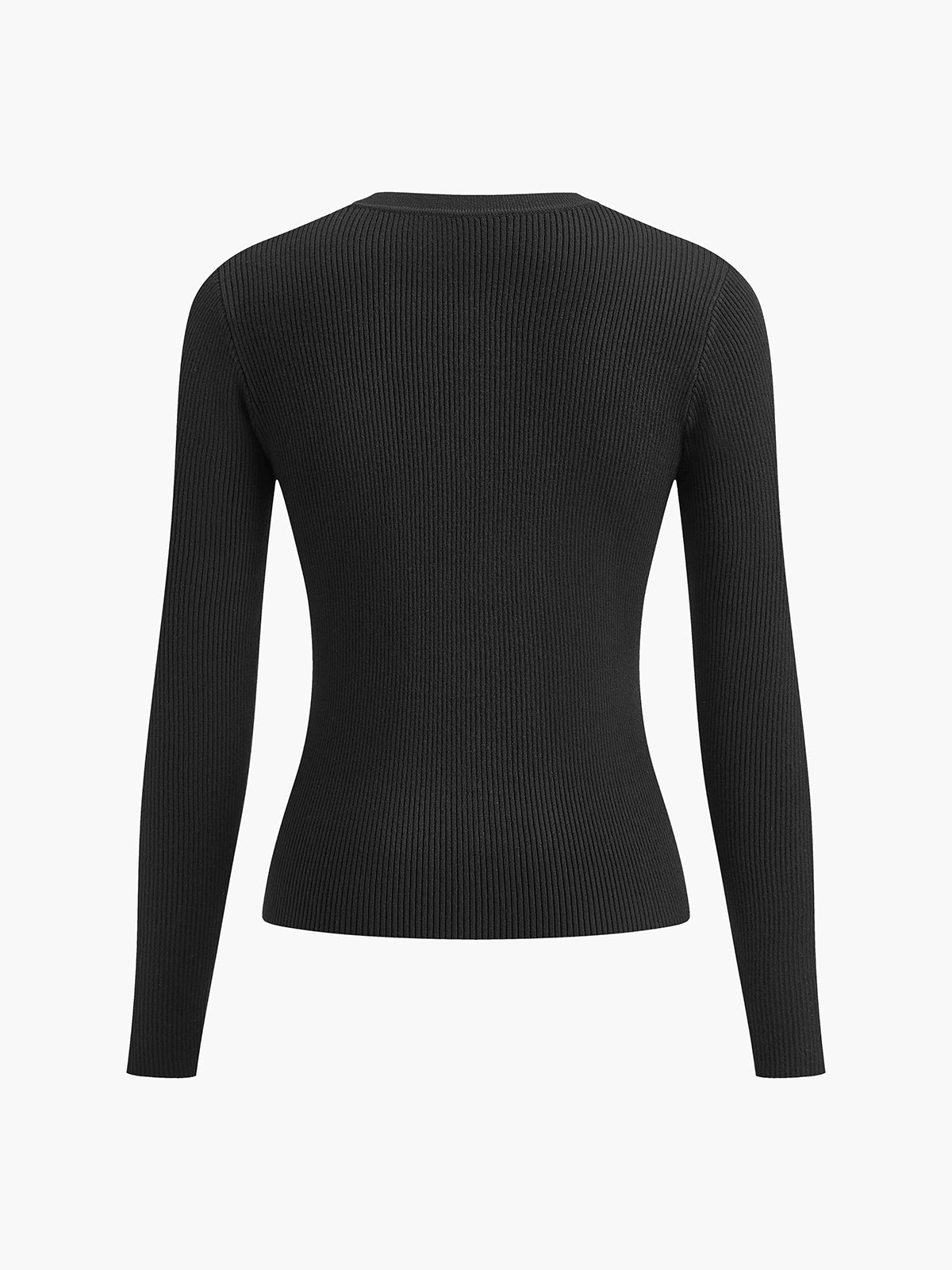 Button Down Skinny Knit Top Long Sleeve Fitted Sweater