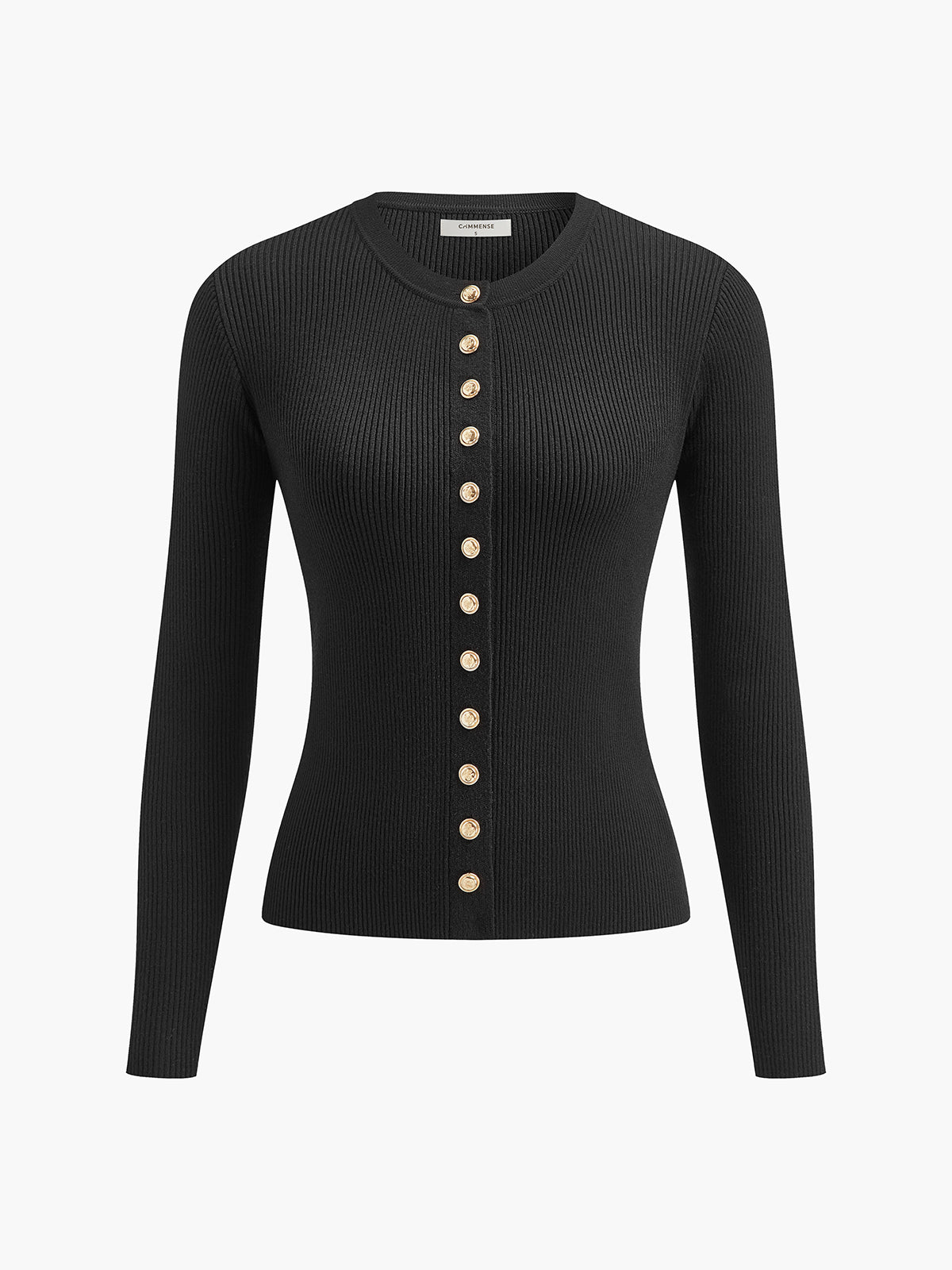 Button Down Skinny Knit Top Long Sleeve Fitted Sweater