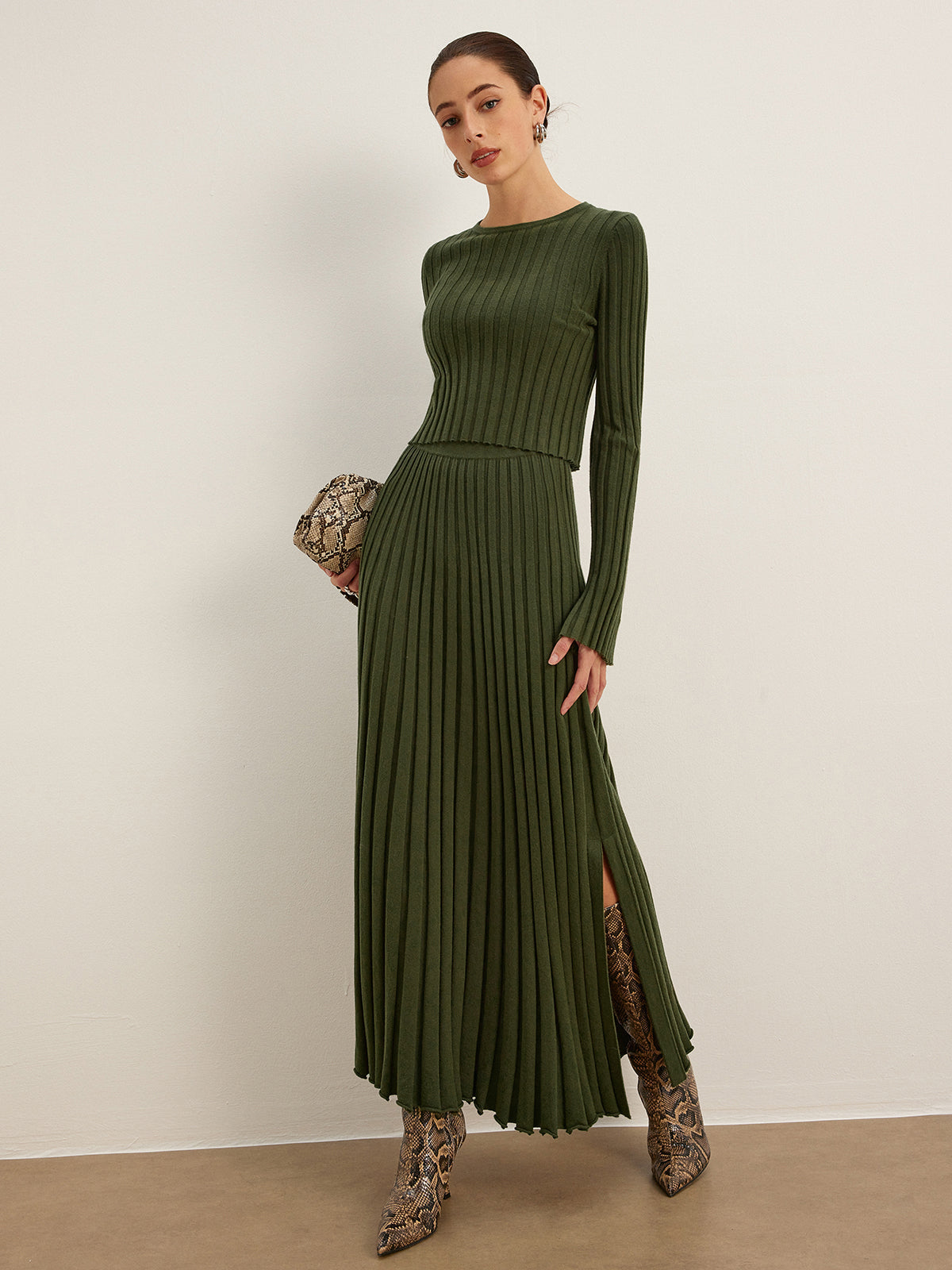 Lettuce Trim Ribbed Crop Sweater for Women Casual Warm