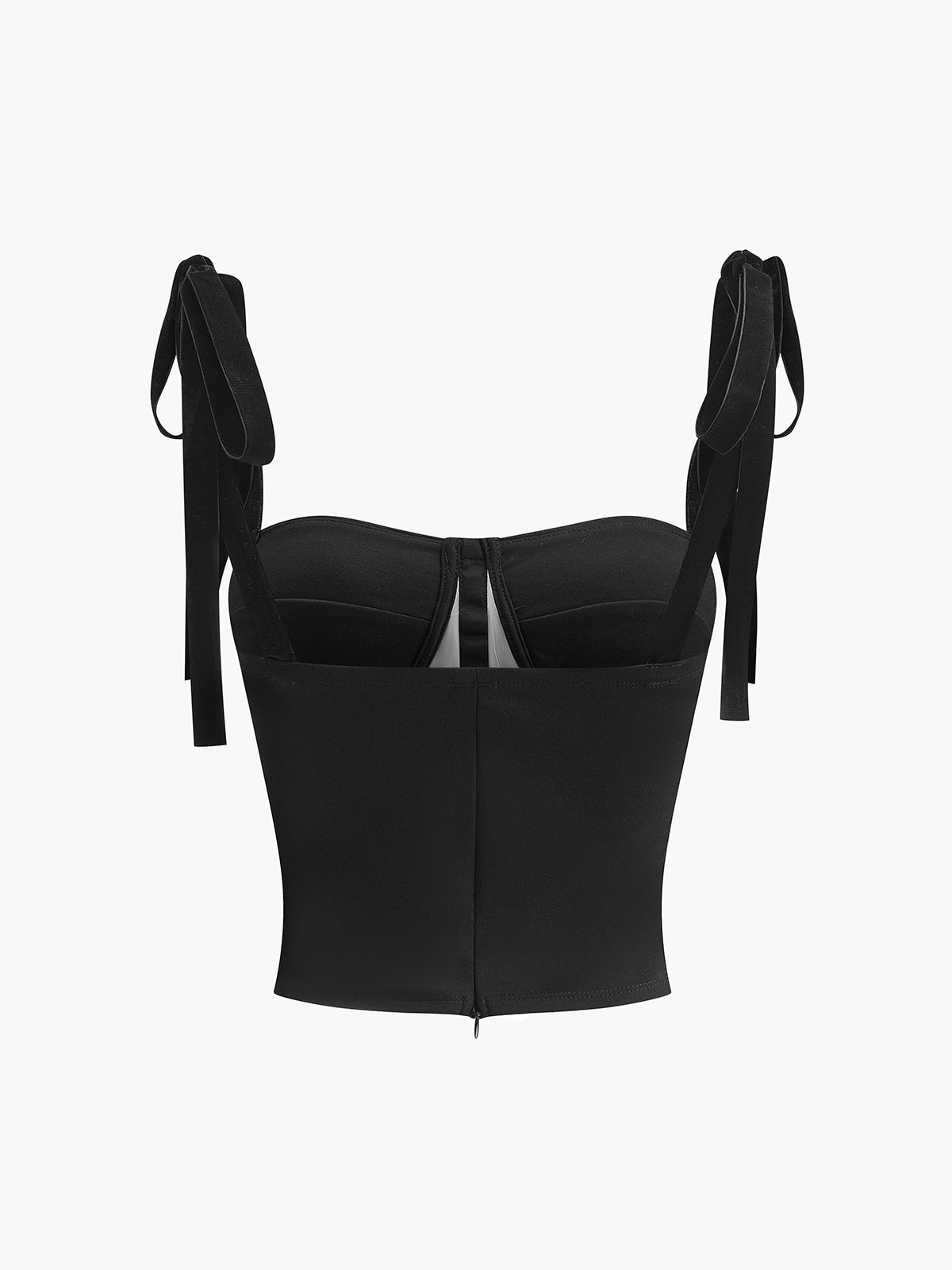 Sheer Mesh Tie-Front Crop Top – Light Support, Breathable Comfort Fit Women's Fashion