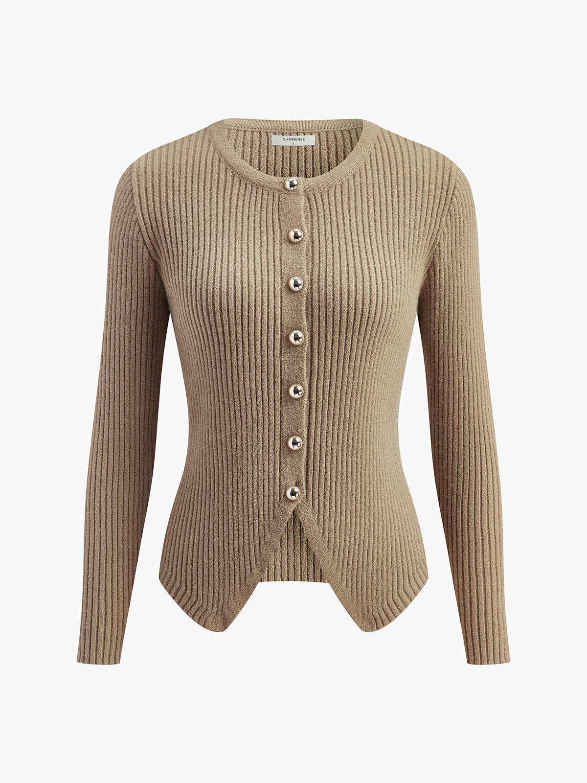 Button Down Split Cardigan Long Sleeve Lightweight Knit