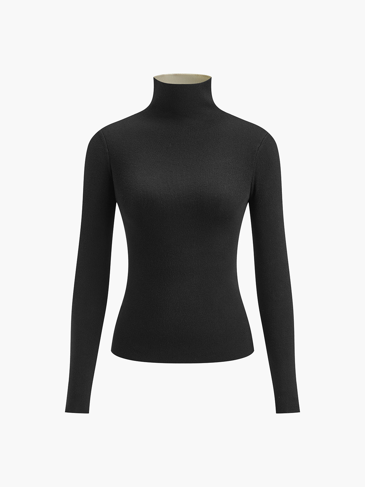Two Tone Double Sided Long Sleeve Knit Top Women's Casual Layering