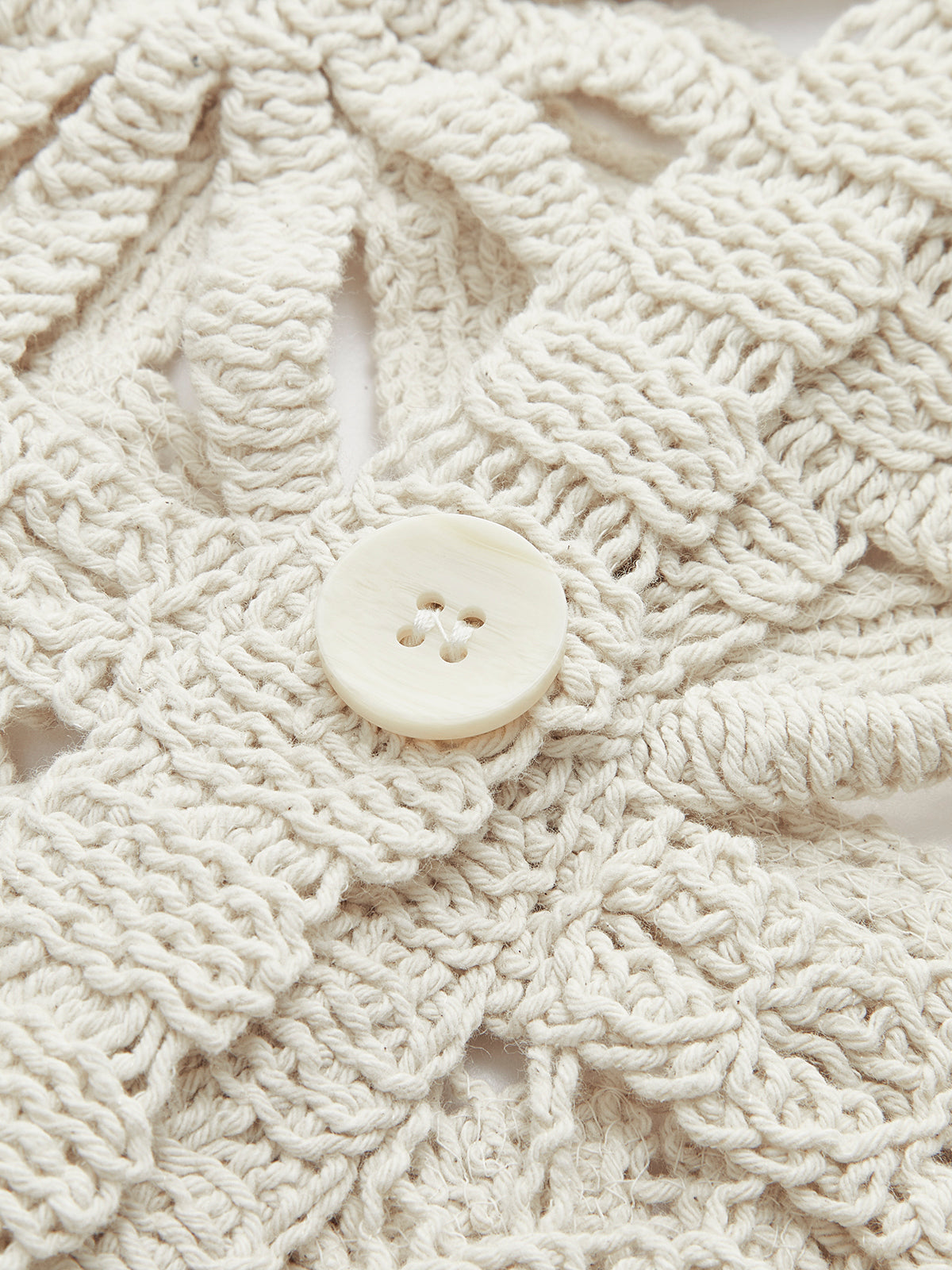 "Crochet Square Pattern Button-Front Cardigan with Stylish Cozy Design"