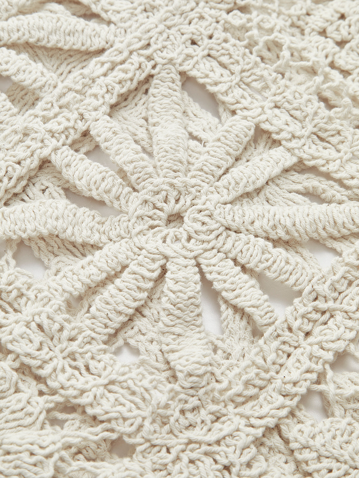 "Crochet Square Pattern Button-Front Cardigan with Stylish Cozy Design"
