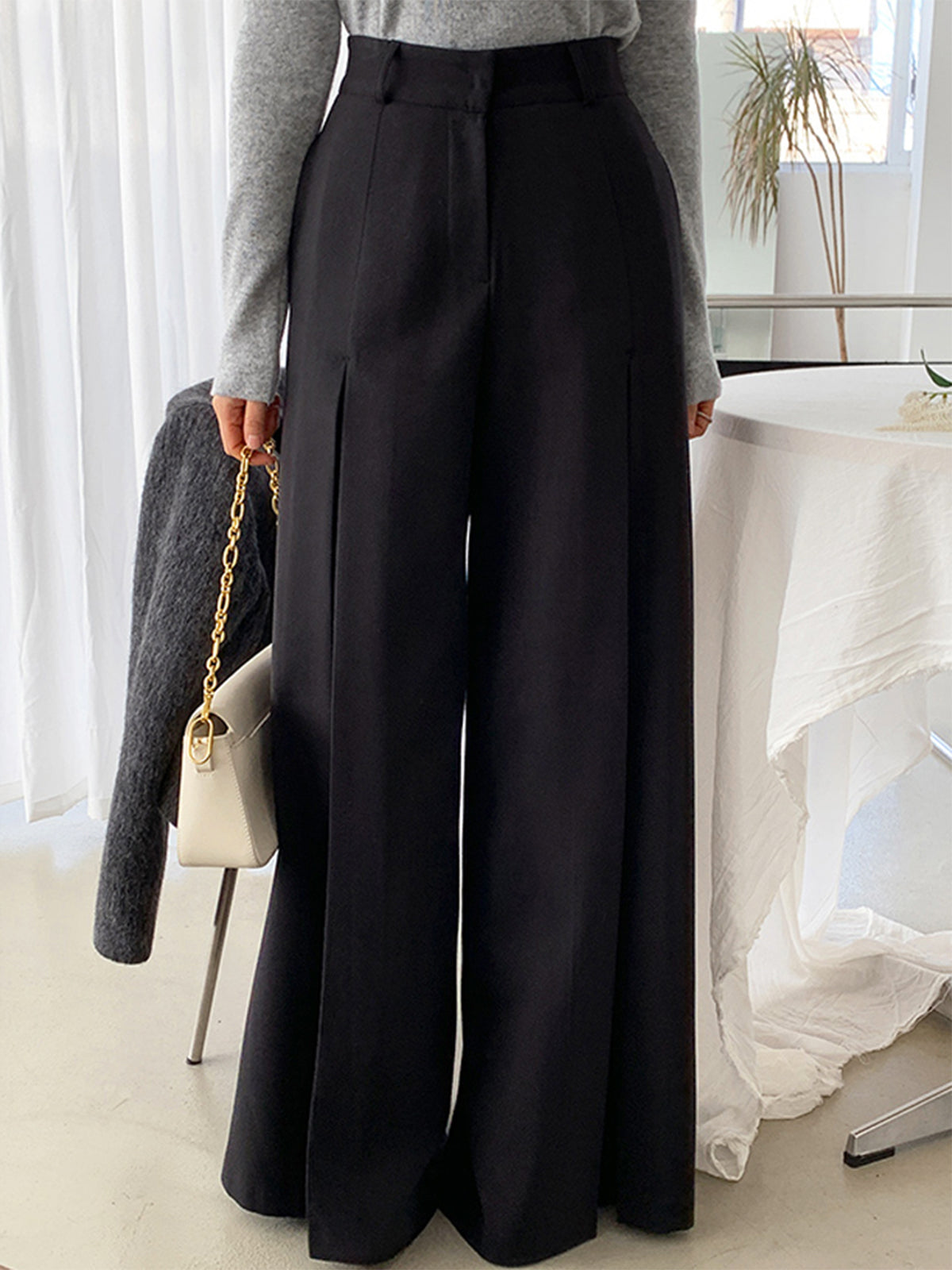 High-Waist Pleated Wide-Leg Pants for Women Comfort Fit Fashion