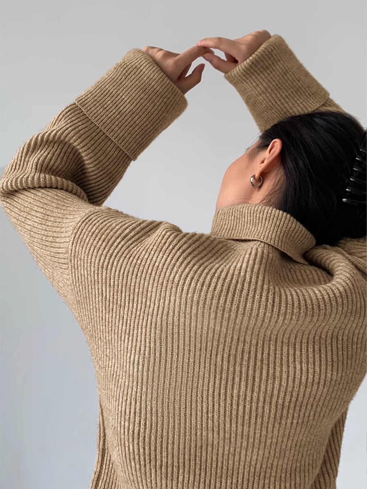 Turtleneck Ribbed Warm Sweater Cozy Winter Essential Pullover