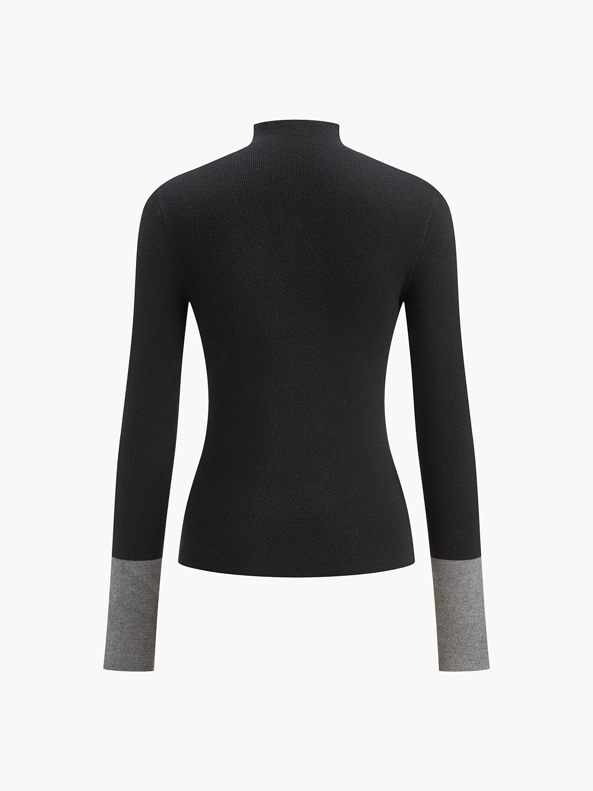 Long Sleeve Contrast Cuff Knit Top for Women Casual Wear
