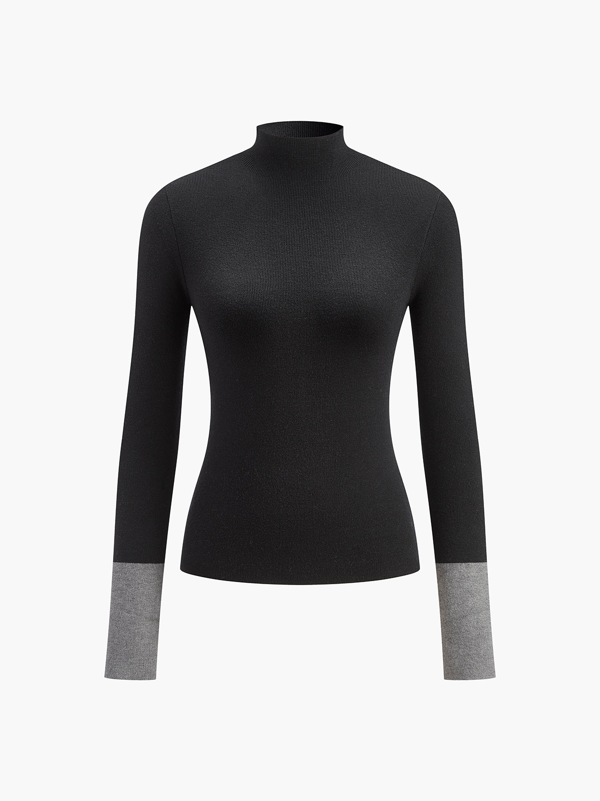 Long Sleeve Contrast Cuff Knit Top for Women Casual Wear