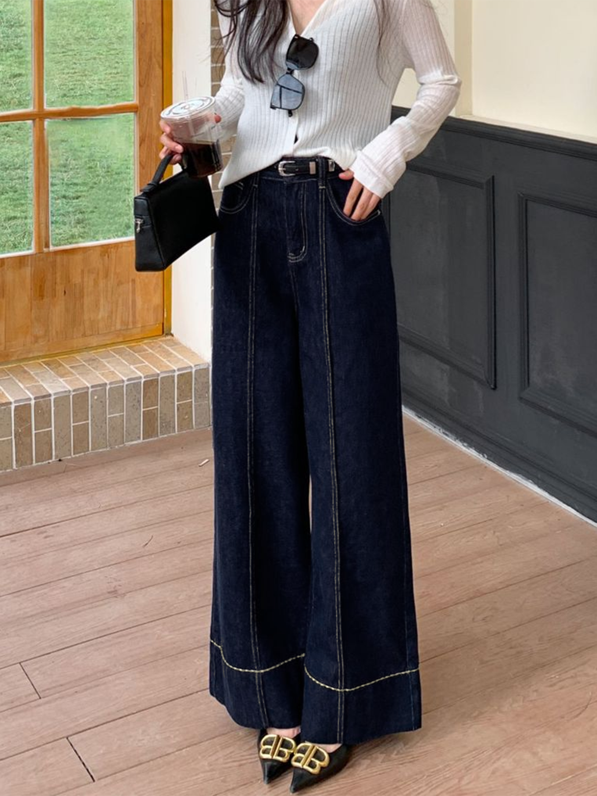 Wide Leg Denim Jeans for Women High Waist Vintage Style