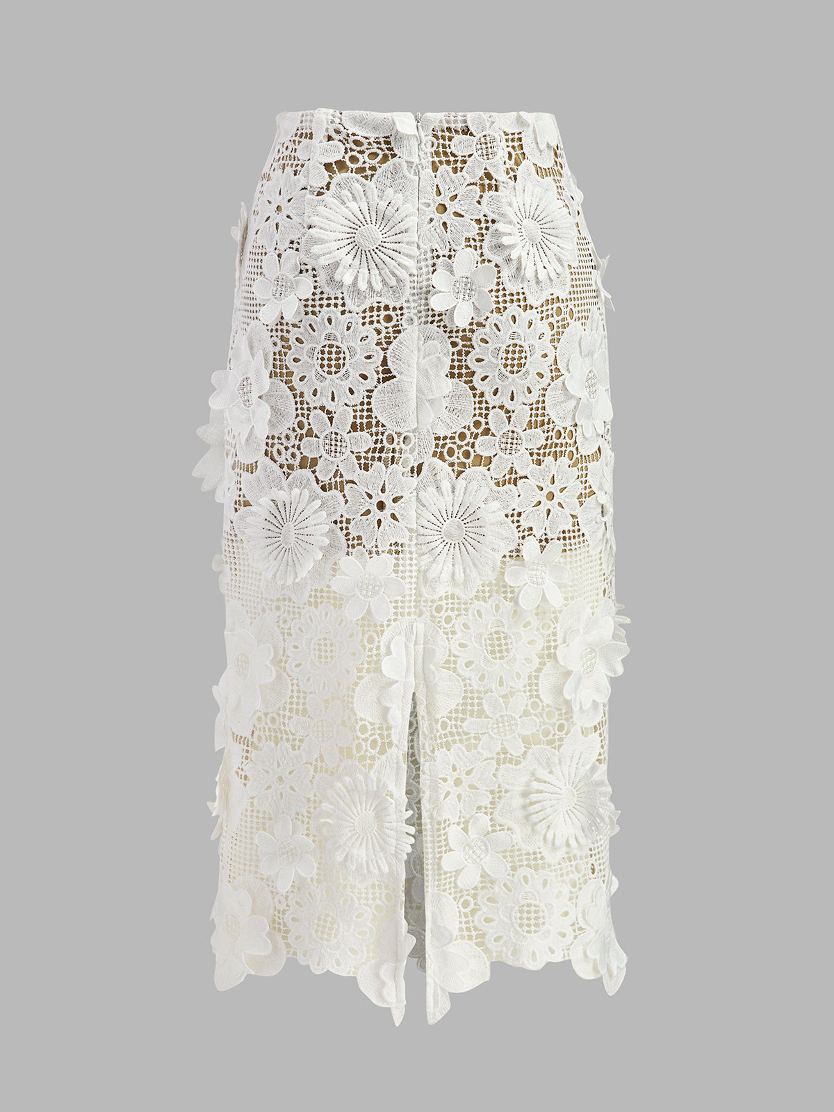 Asymmetrical Floral Lace Top Skirt Set for Elegant Evening Wear