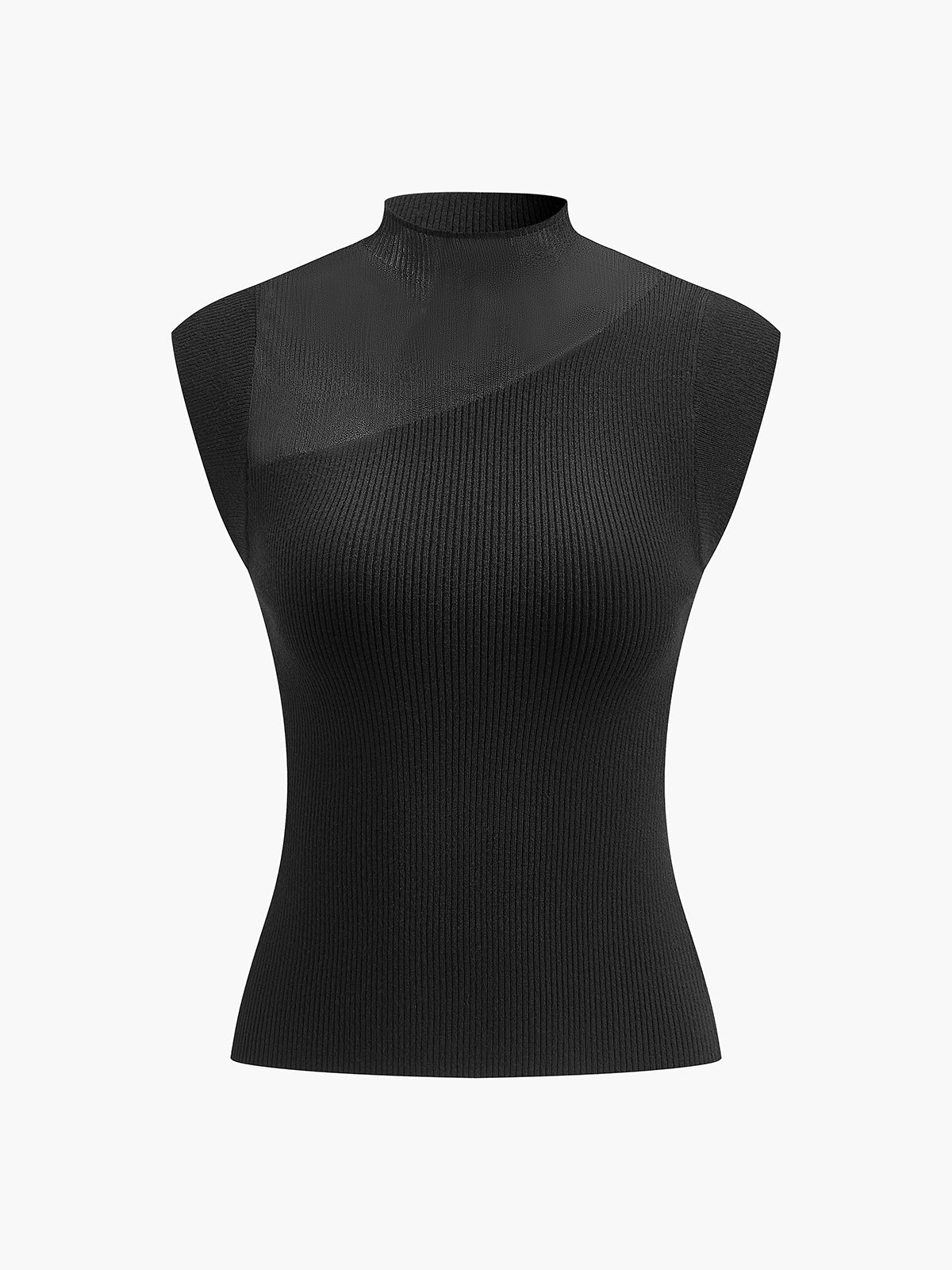 Mesh Patchwork Sleeveless Top Casual Summer Fashion Wear