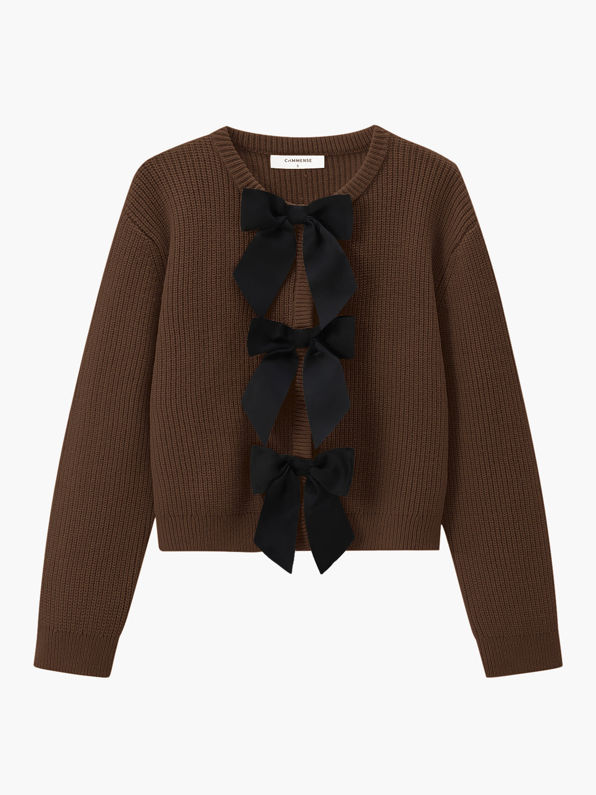 Bow Ribbed Warm Sweater for Women Casual Winter Wear