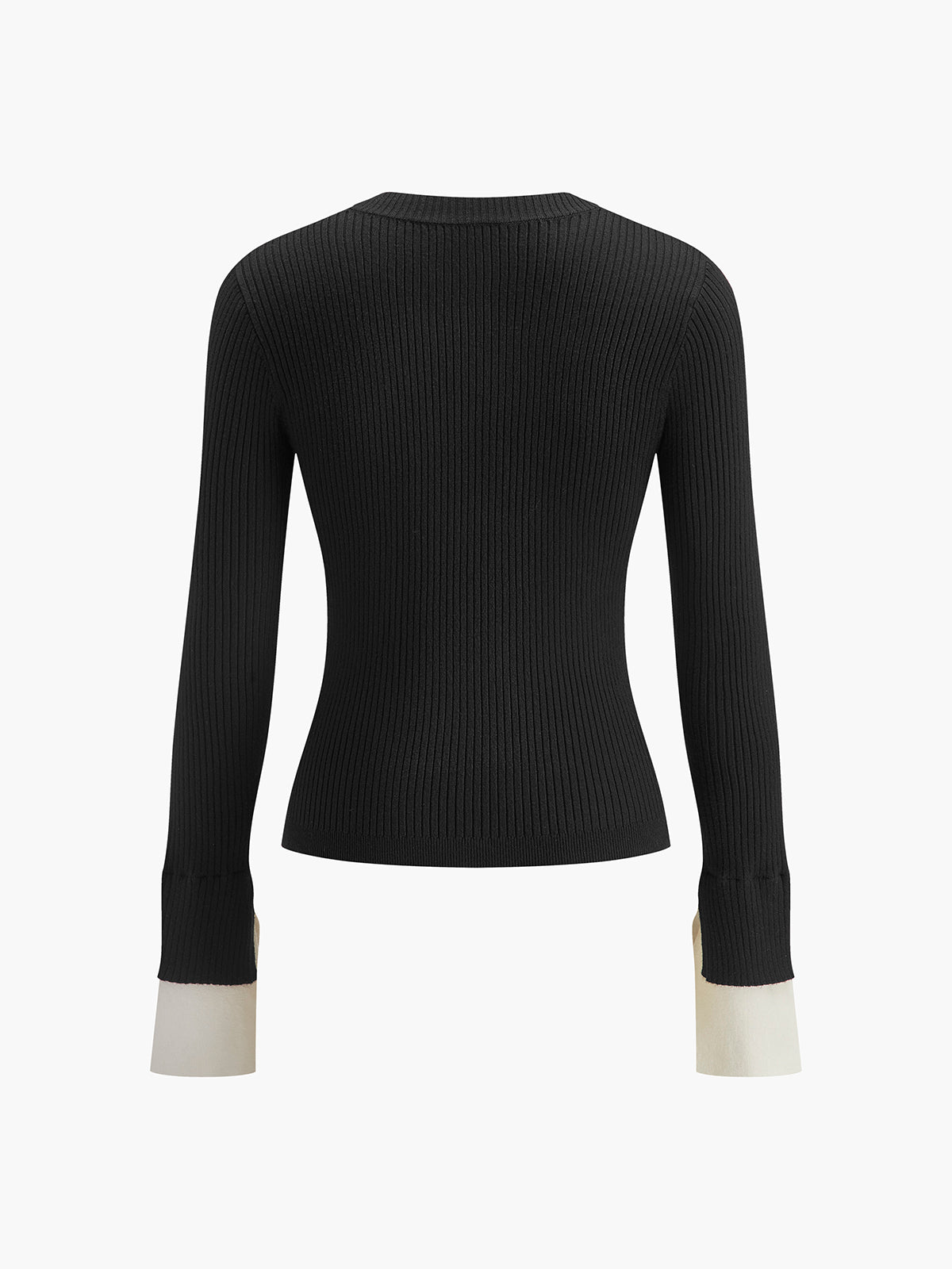 Ribbed Contrast Cuff Sweater Cozy Warm Winter Knit