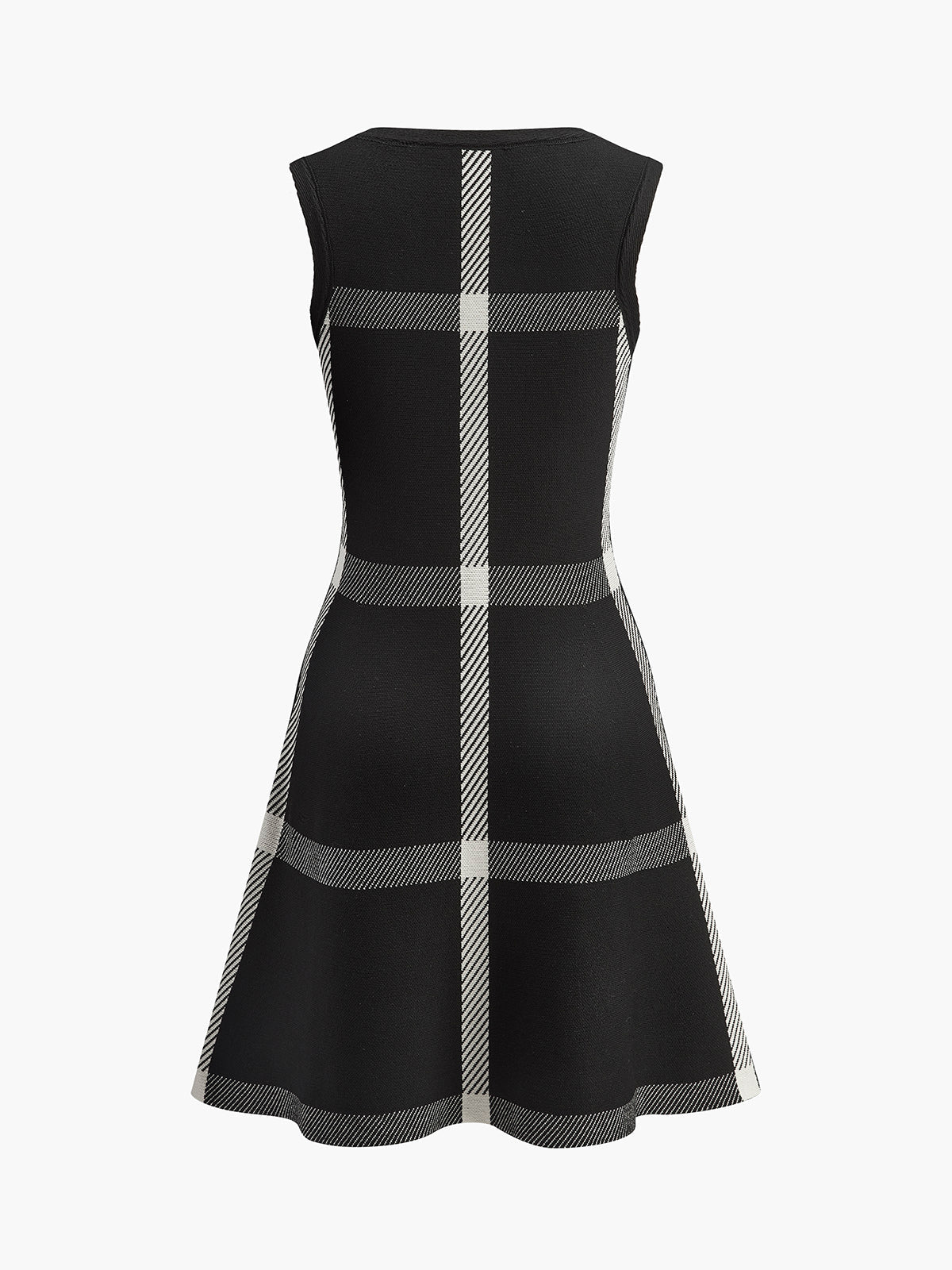 Retro Checked Knit Tank Dress with Casual Comfort Fit