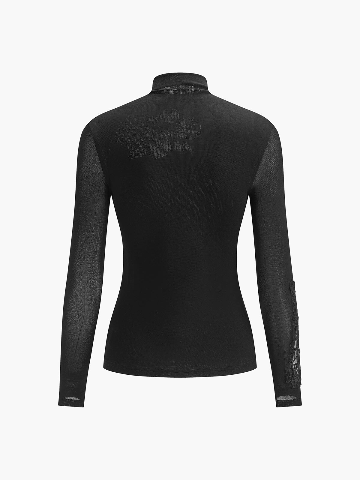 Semi-Sheer Mesh-Floral Slim Jersey Top for Women Elegant and Trendy