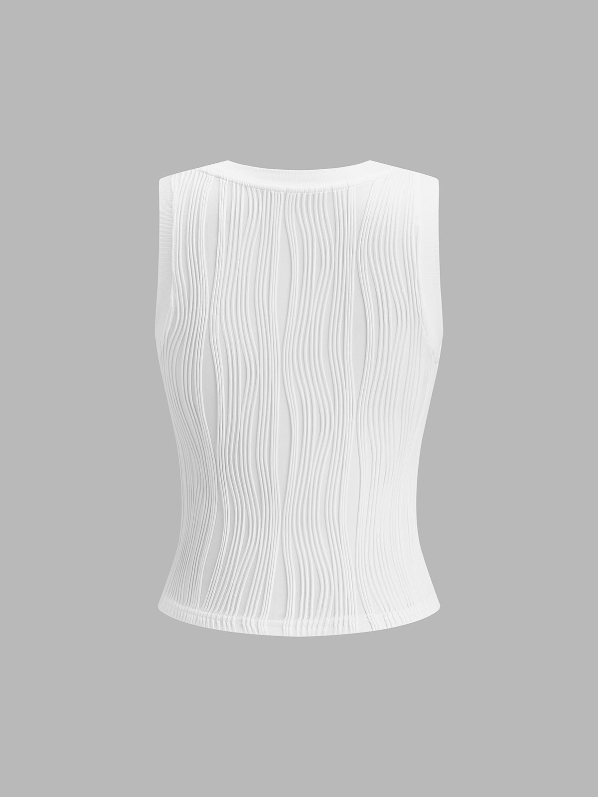 Solid Wavy Textured Tank Top for Women Casual Wear