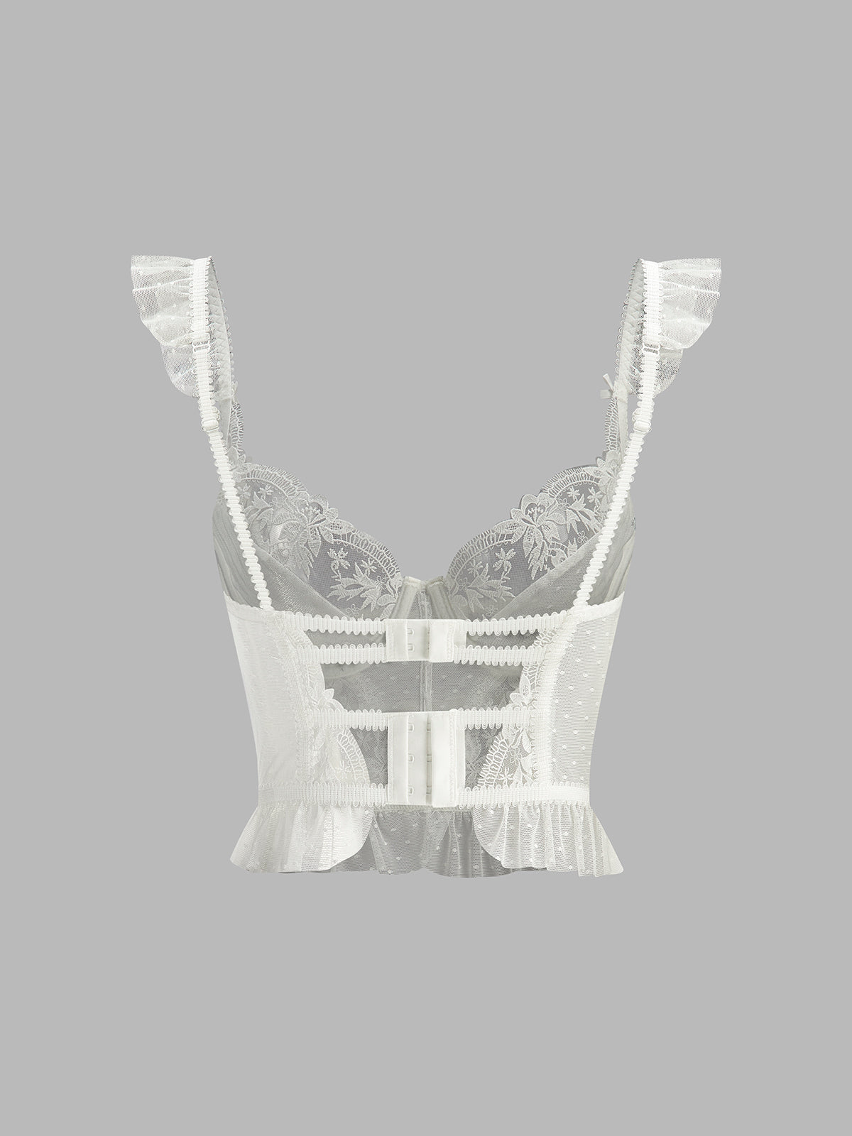Floral Sheer Lace Mesh Corset Crop Top Elegant Sleeveless Bridal Style