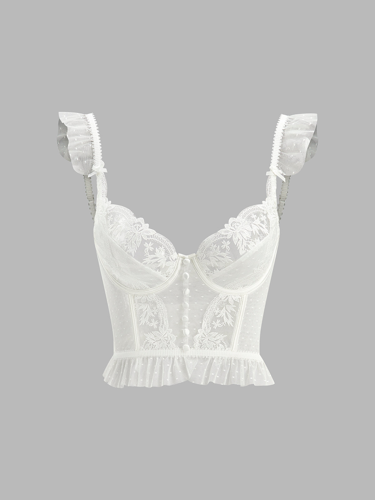 Floral Sheer Lace Mesh Corset Crop Top Elegant Sleeveless Bridal Style
