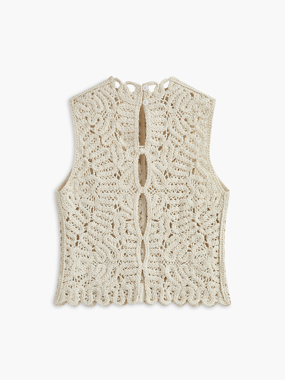 Floral Crochet Hollow Out Sweater Vest for Women Casual Layering