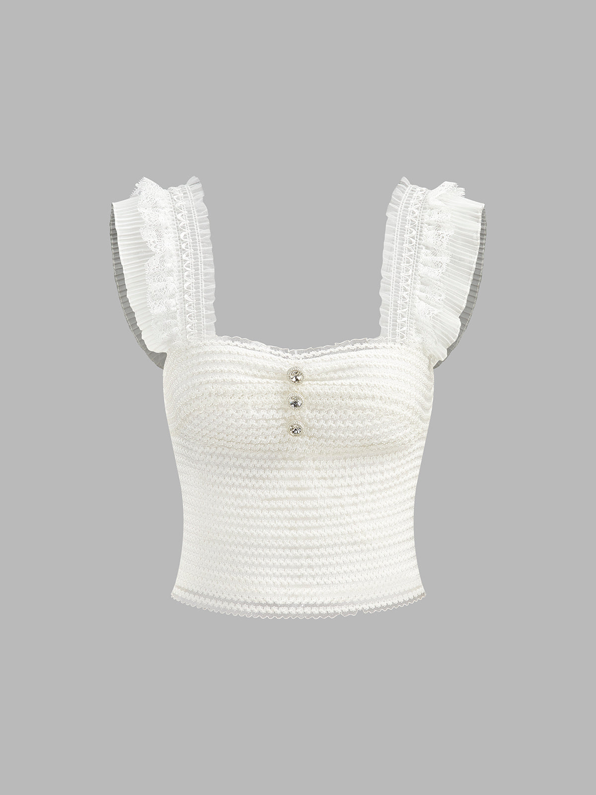 Ruffled Strap Buttoned Smocked Top Women's Casual Summer Wear