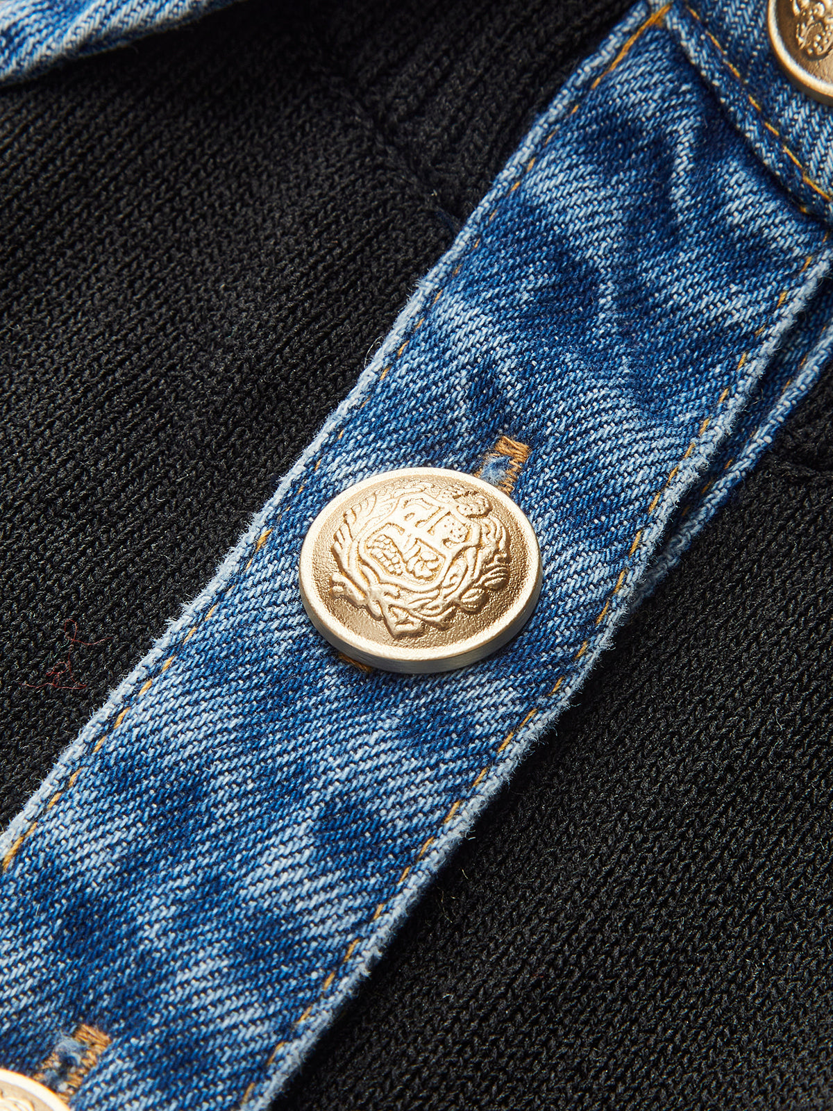 Denim Collar Ribbed Knit Top for Women Casual Wear