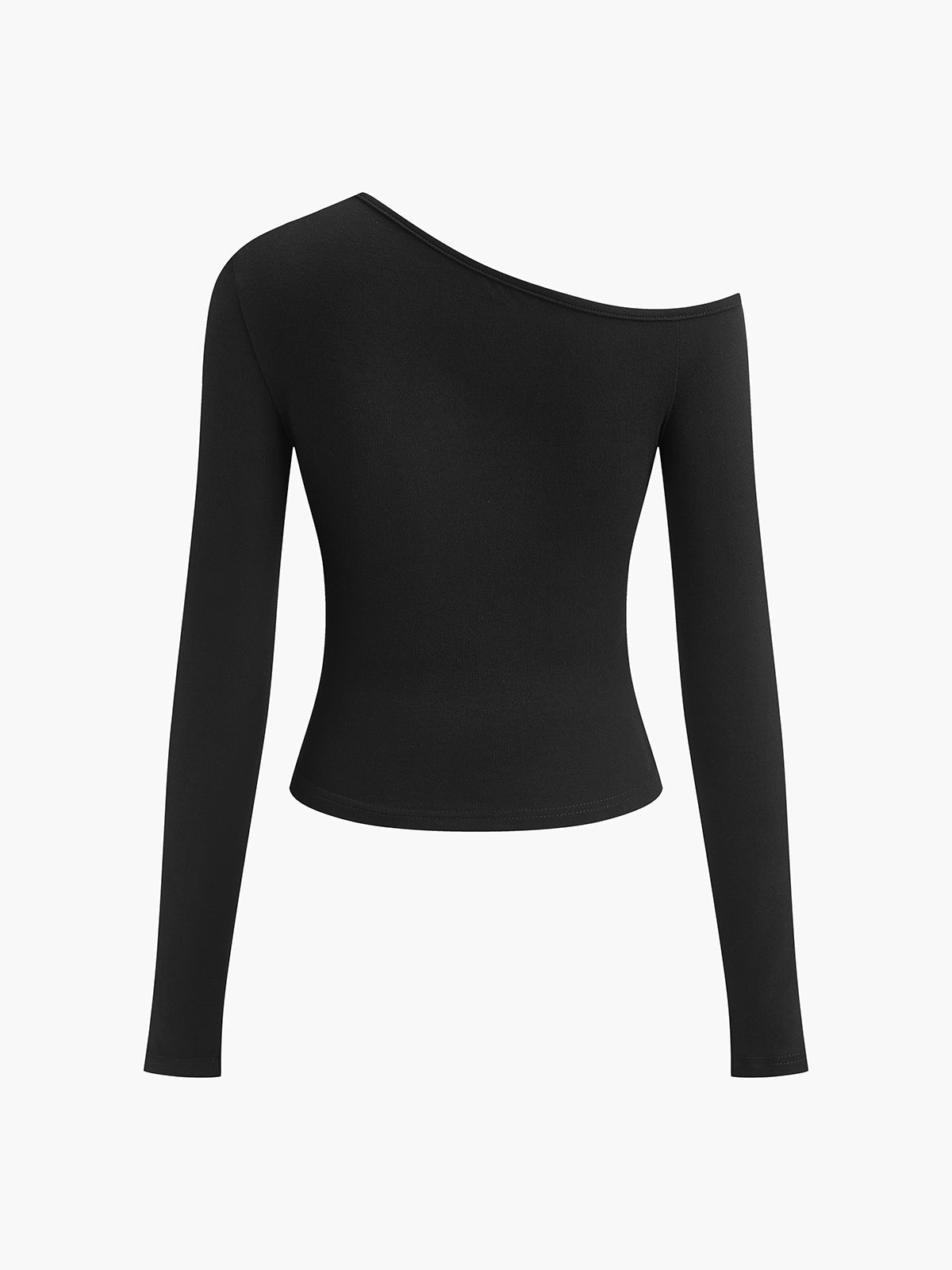 Cut Out Asymmetric Off Shoulder Slinky Long Sleeve Shirt for Women Stylish Top