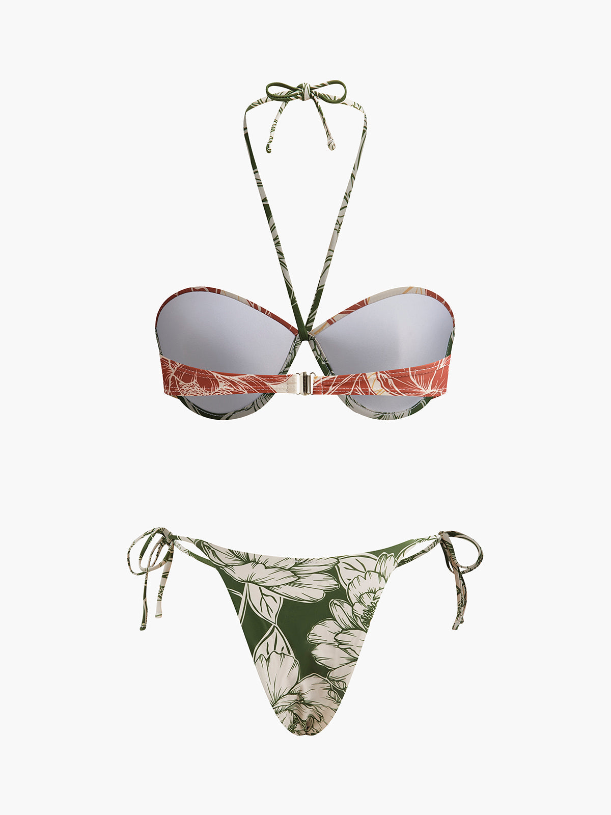 Floral Bikini Set With Tie Side Skirt and Matching Cover-Up
