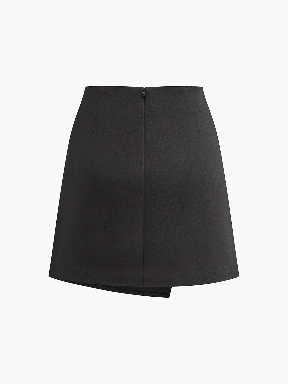 Mid-Waist Bow Zipper Skirt with Side Pockets and Elegant Fit
