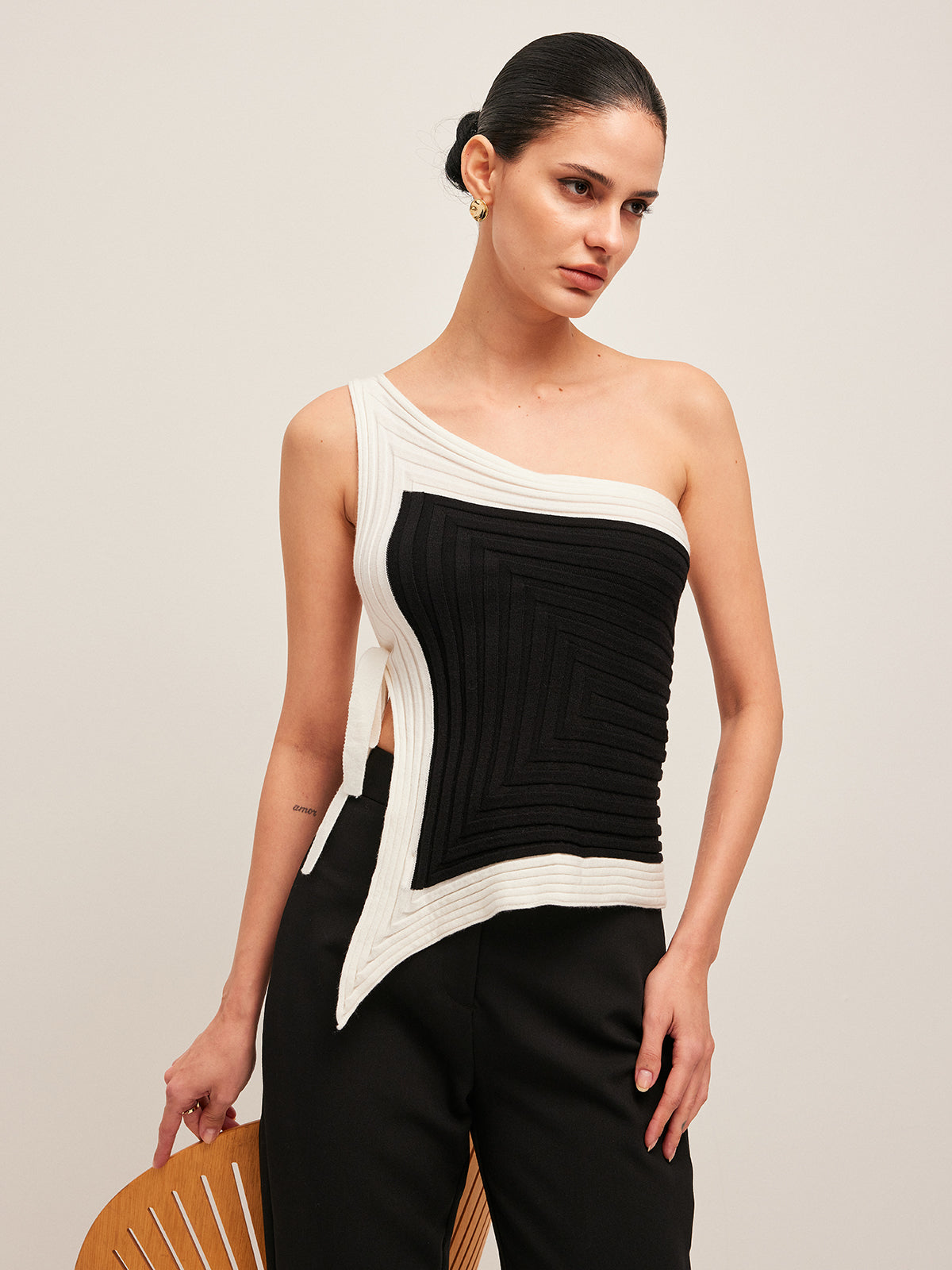 Asymmetrical Ribbed Side Tie Top Women's Fashion Trend