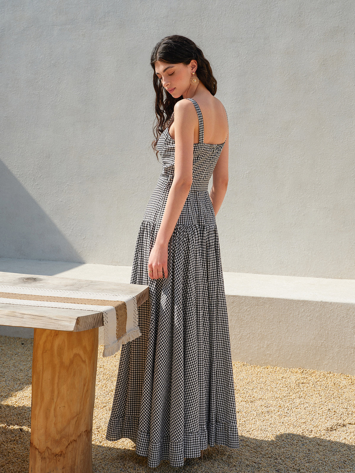 Gingham Belted Fitted Sleeveless Dress for Summer Picnics and Casual Events