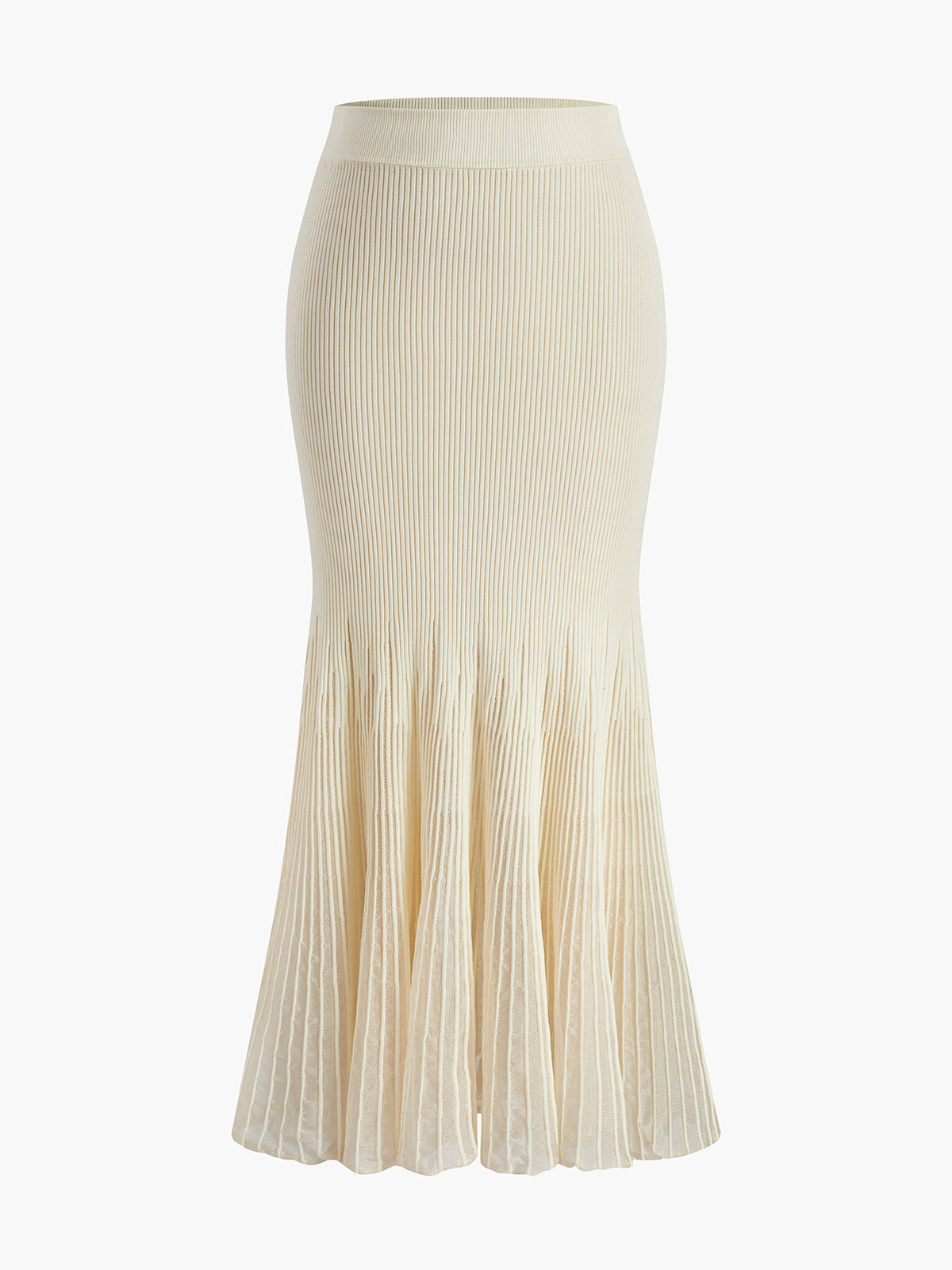 Mesh Panel Pleated Skirt with Elastic Waistband for Women