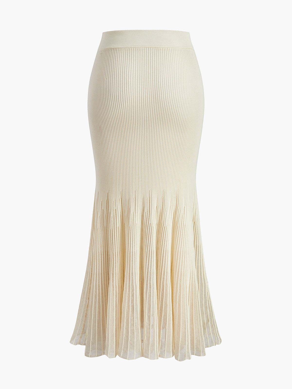 Mesh Panel Pleated Skirt with Elastic Waistband for Women