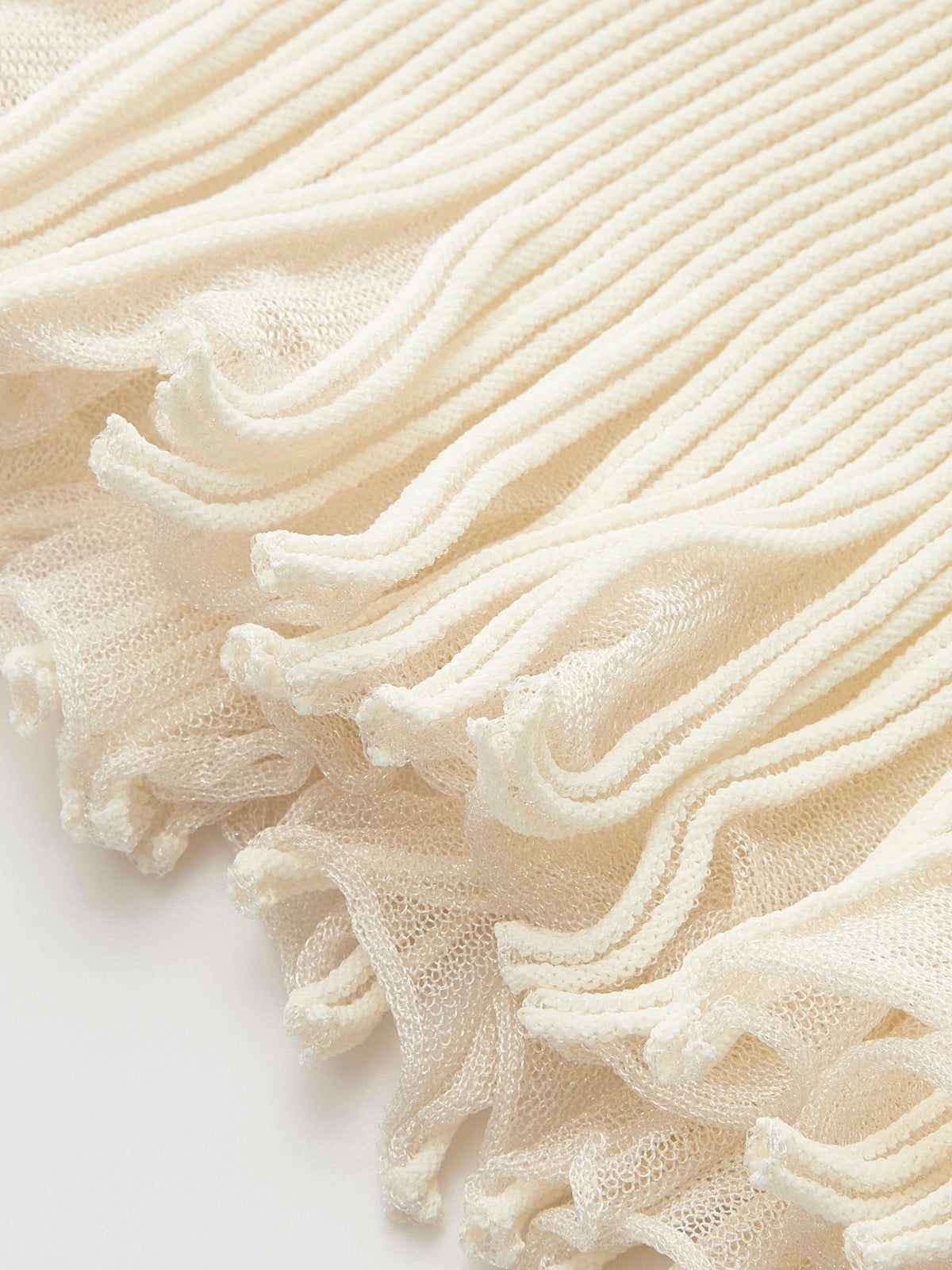 Mesh Panel Pleated Skirt with Elastic Waistband for Women