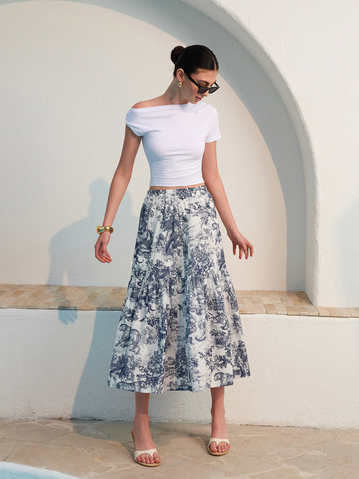 Floral Print Ruffled Skirt for Women Spring Fashion