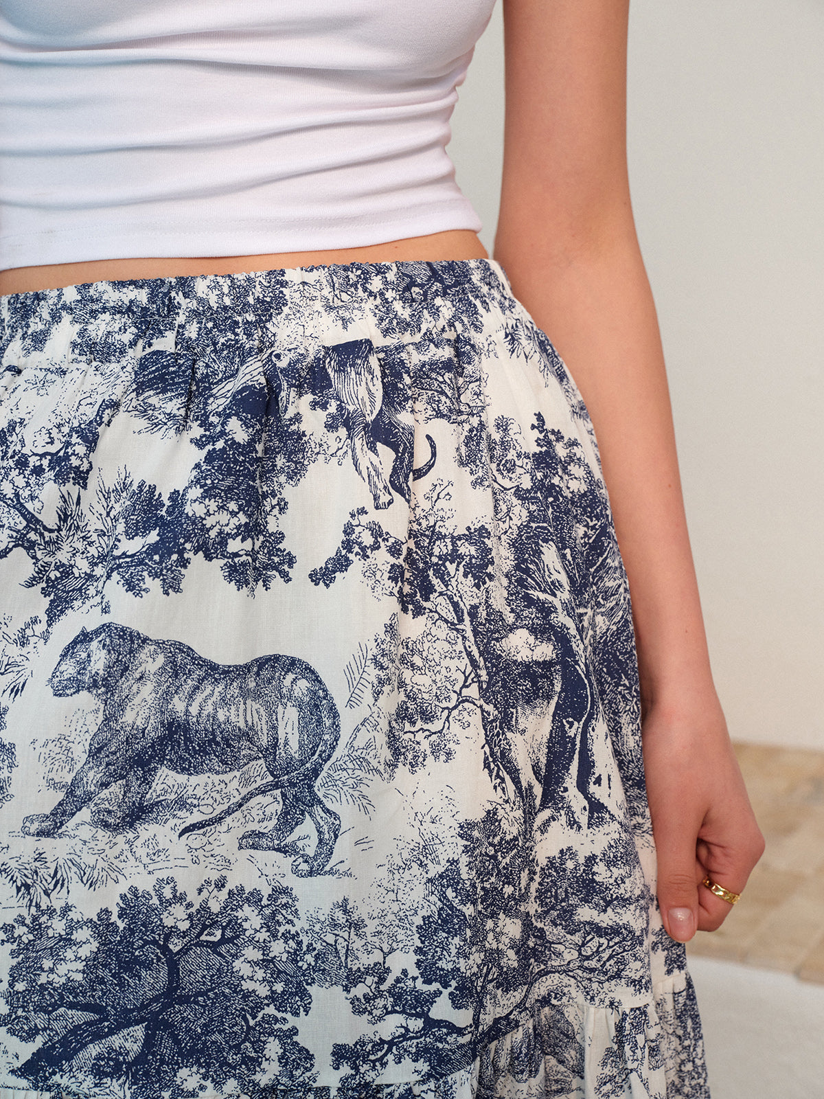 Floral Print Ruffled Skirt for Women Spring Fashion
