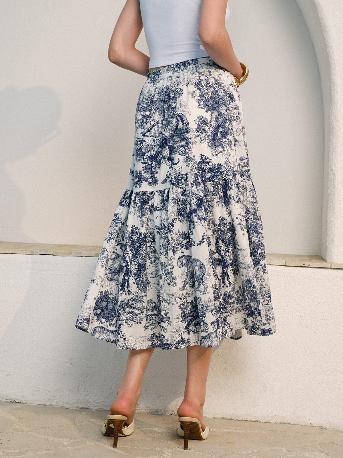 Floral Print Ruffled Skirt for Women Spring Fashion